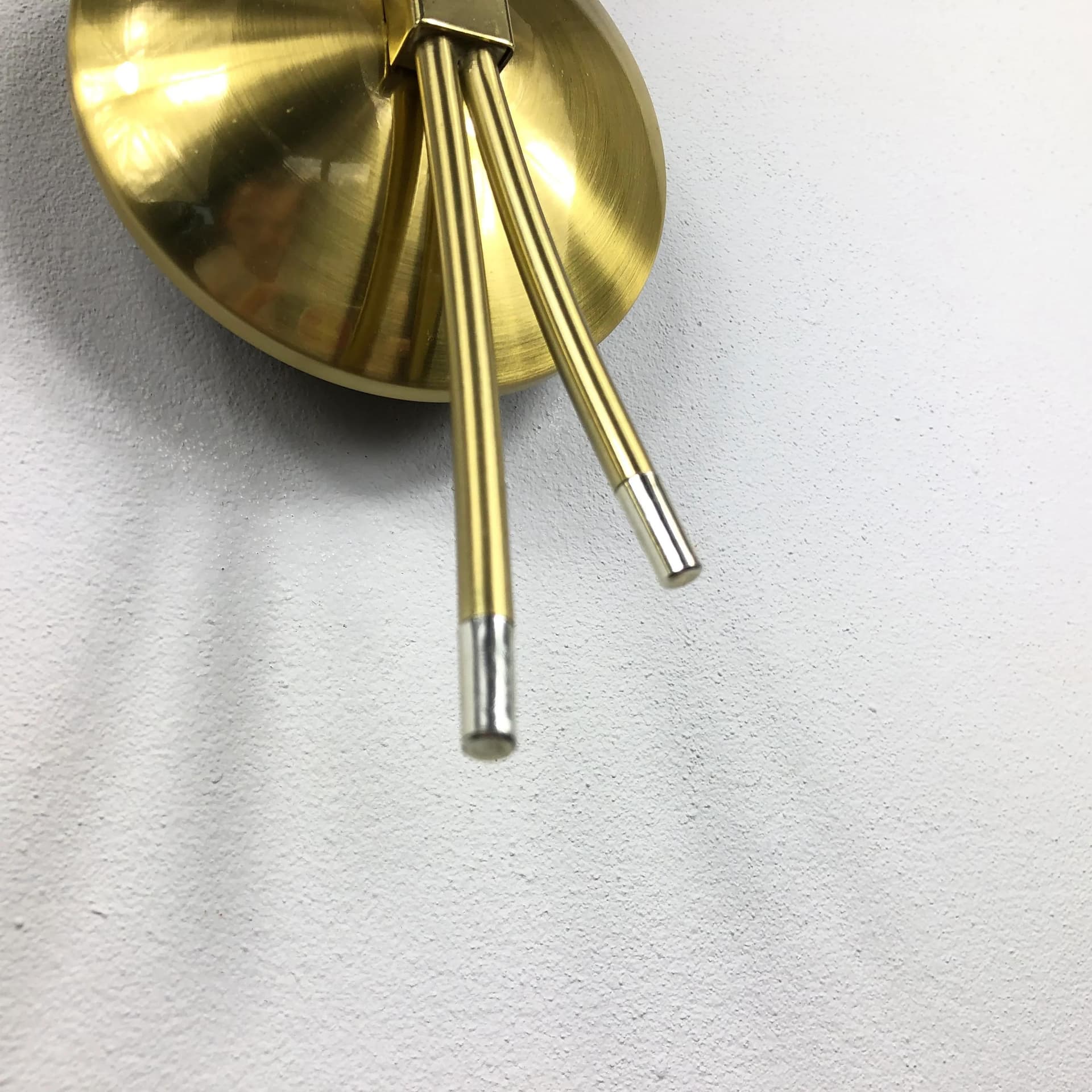 Pair of wall sconces, golden metal, opal glass, Germany, 1990s. - 32036