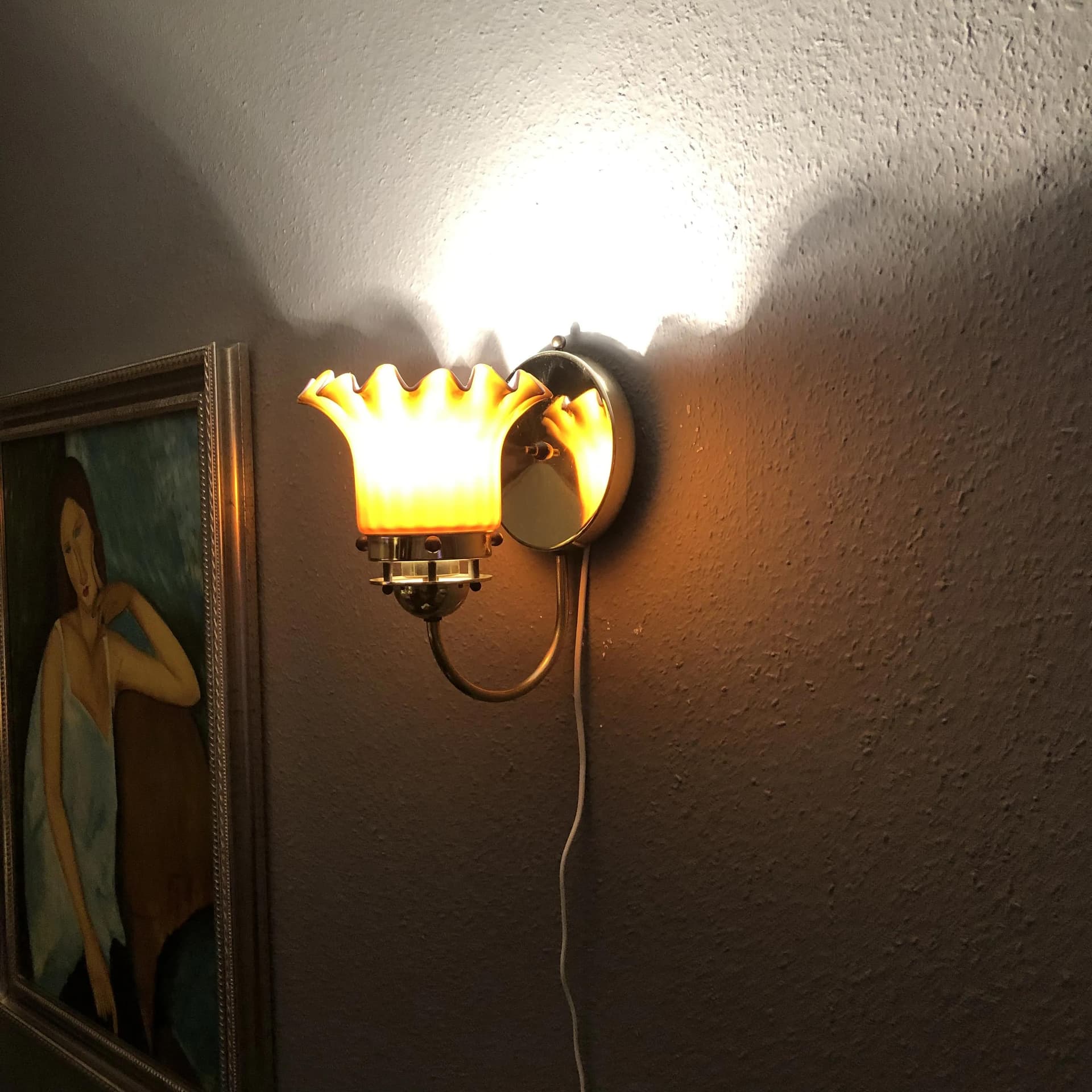 Kinkiet, złocony mosiądz, szkło, Peill&Putzler, Niemcy, lata 70. - 32026