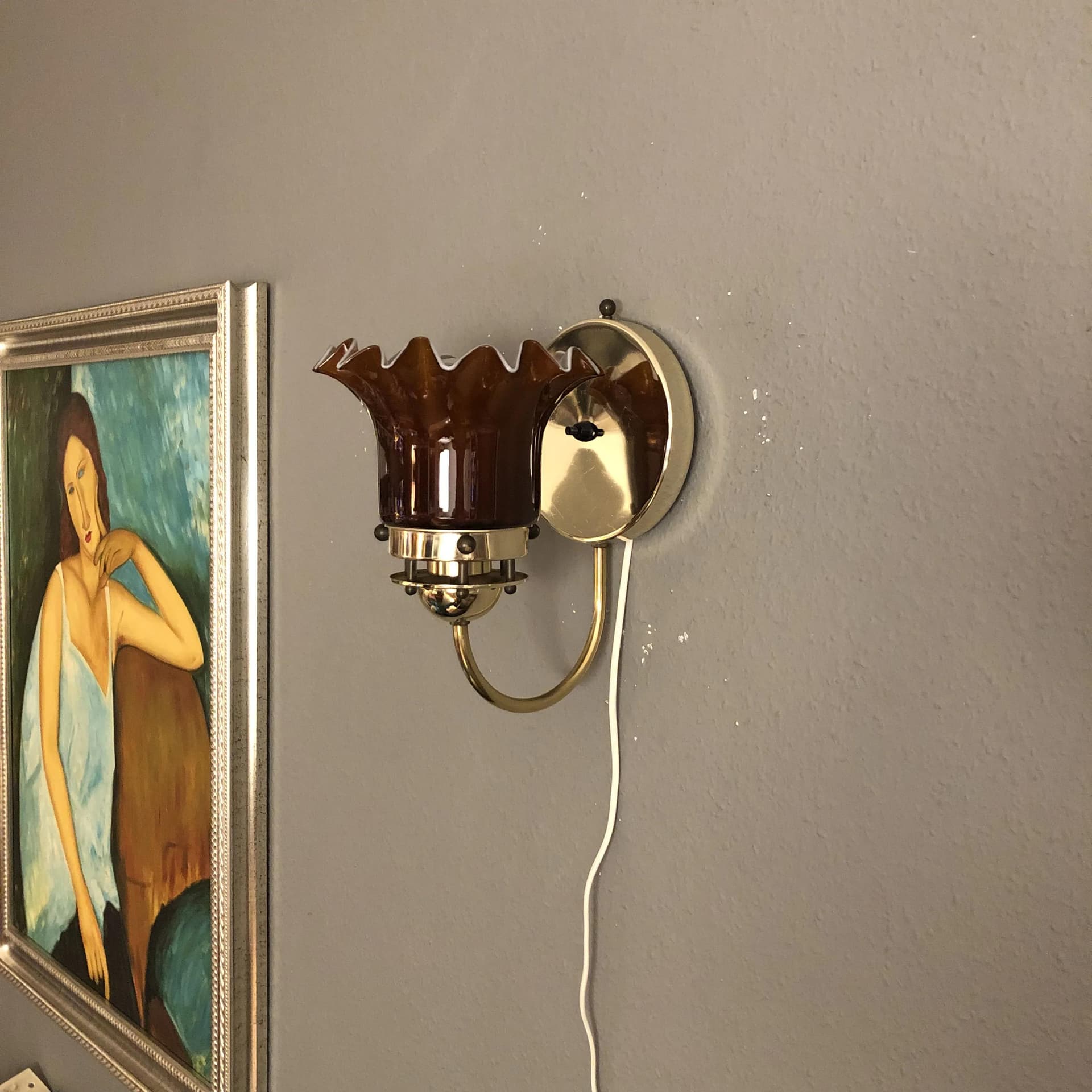 Kinkiet, złocony mosiądz, szkło, Peill&Putzler, Niemcy, lata 70. - 32025