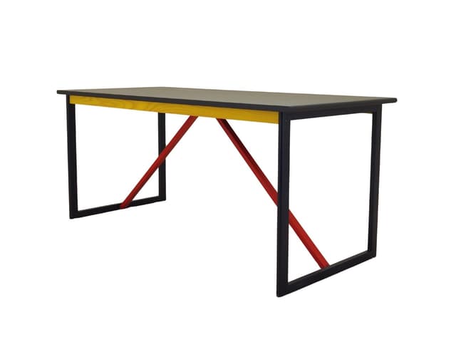 Postmodern Desk, multicolor, wood, metal, Italy, 1980s - DIMENSION
