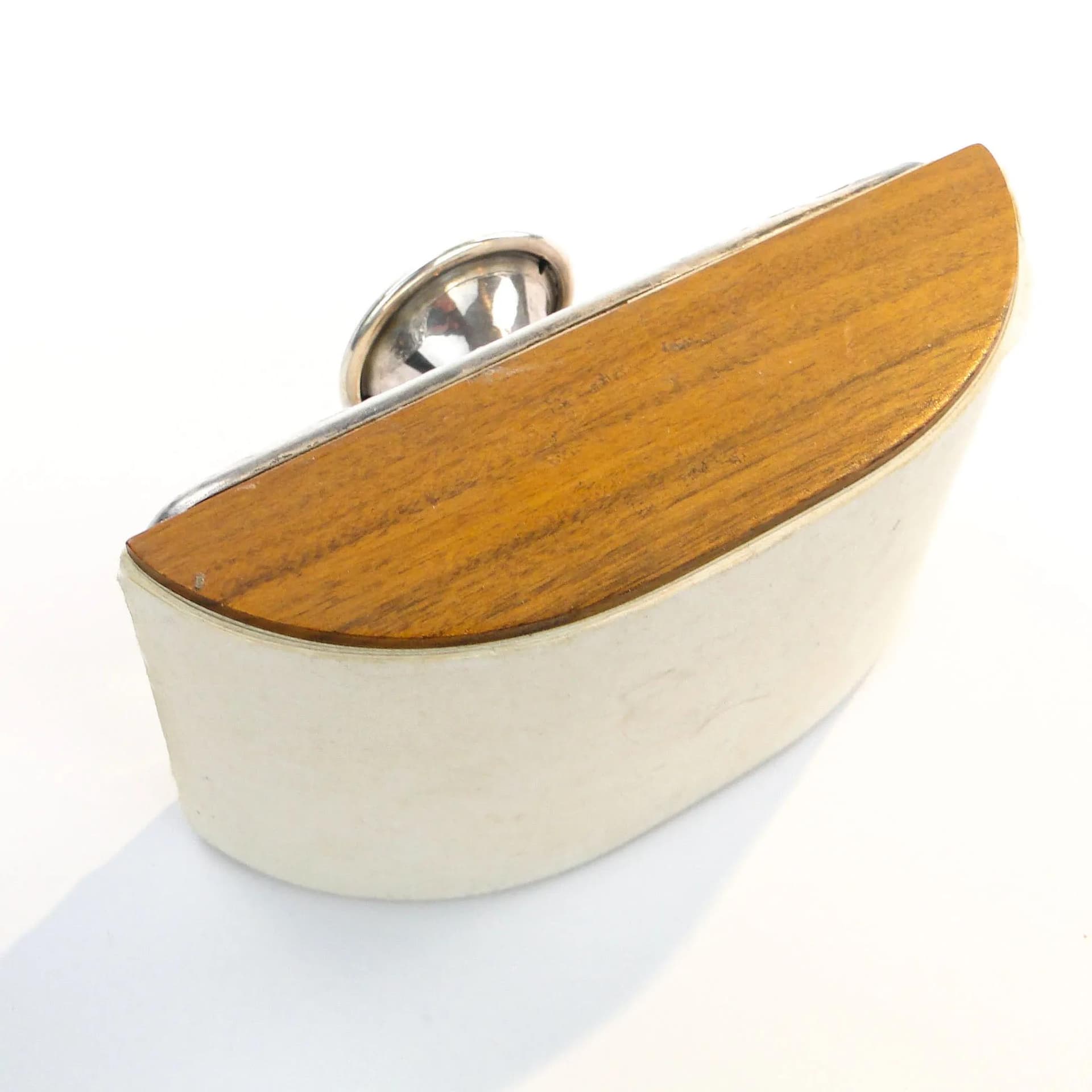 Bibularz z girlandami, mahoń brązowy ciemny, srebro, Włochy, lata 50. - 32326