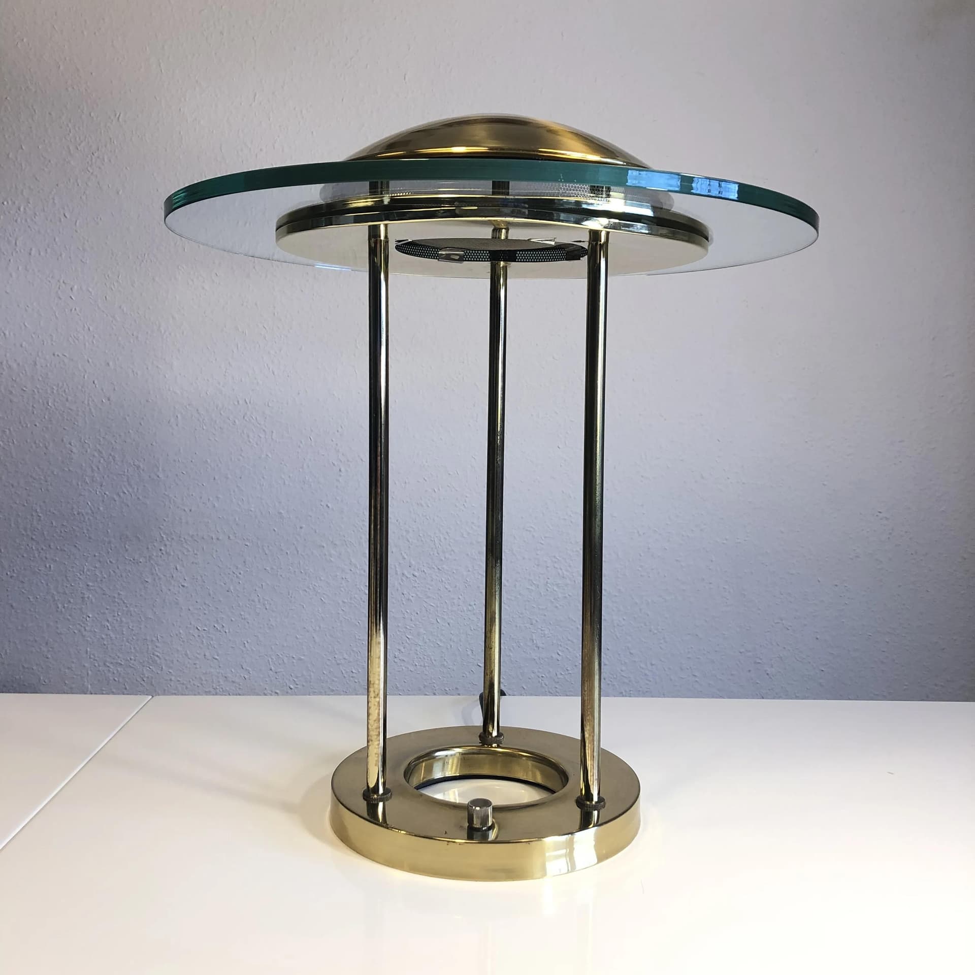 Lampa gabinetowa, mosiądz złoty, szkło, Niemcy, lata 80. - 32277