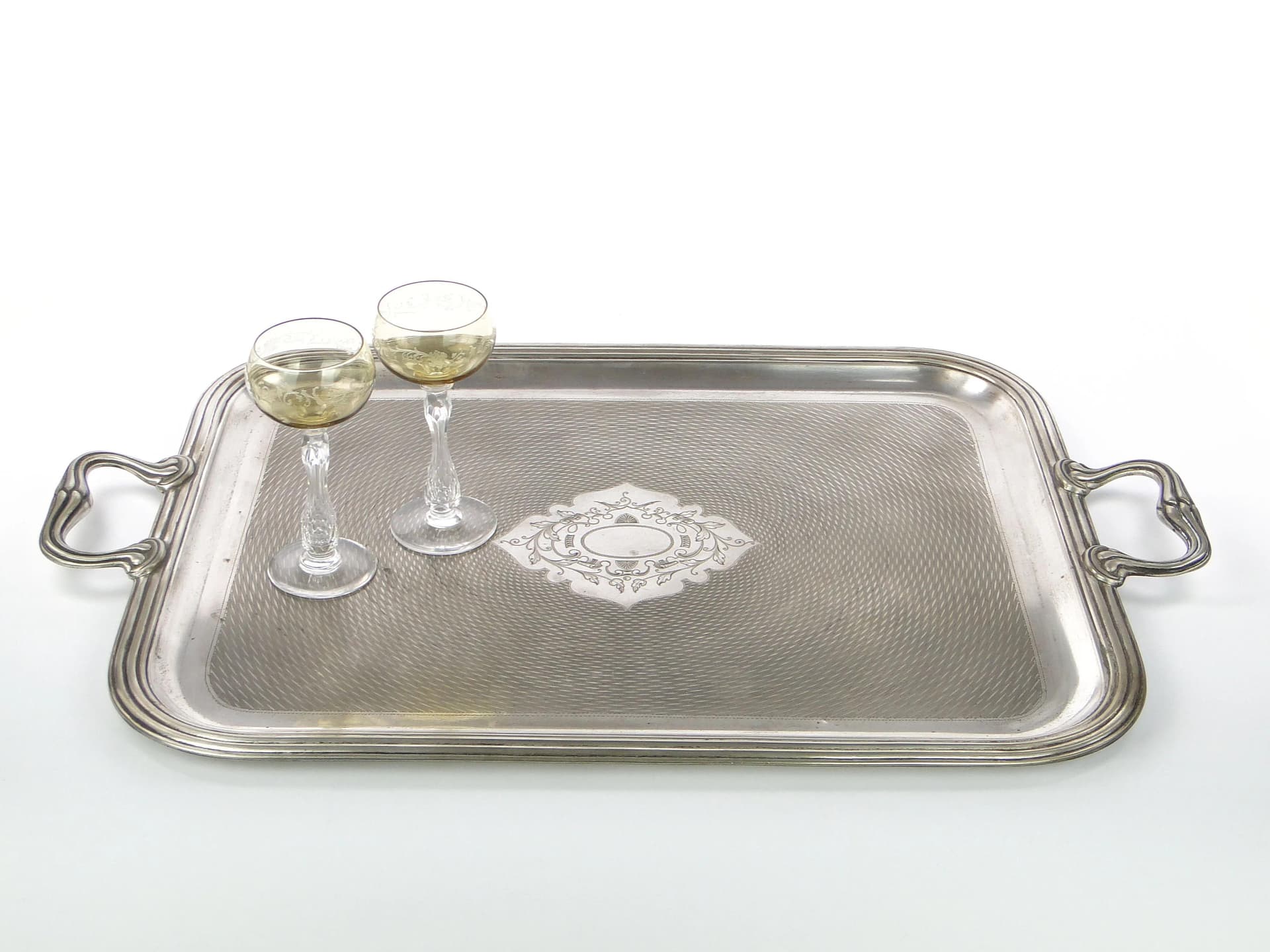 Taca serwisowa, srebrny, mosiądz platerowany srebrem, Wiedeń, Austria, przełom XIX i XX w. - 32285