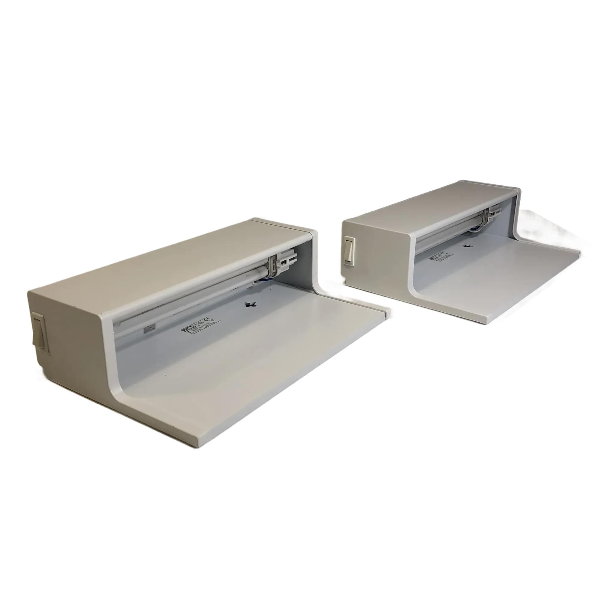 Białe, aluminiowe kinkiety modernistyczne, Staff Leuchten, Niemcy, lata 90.