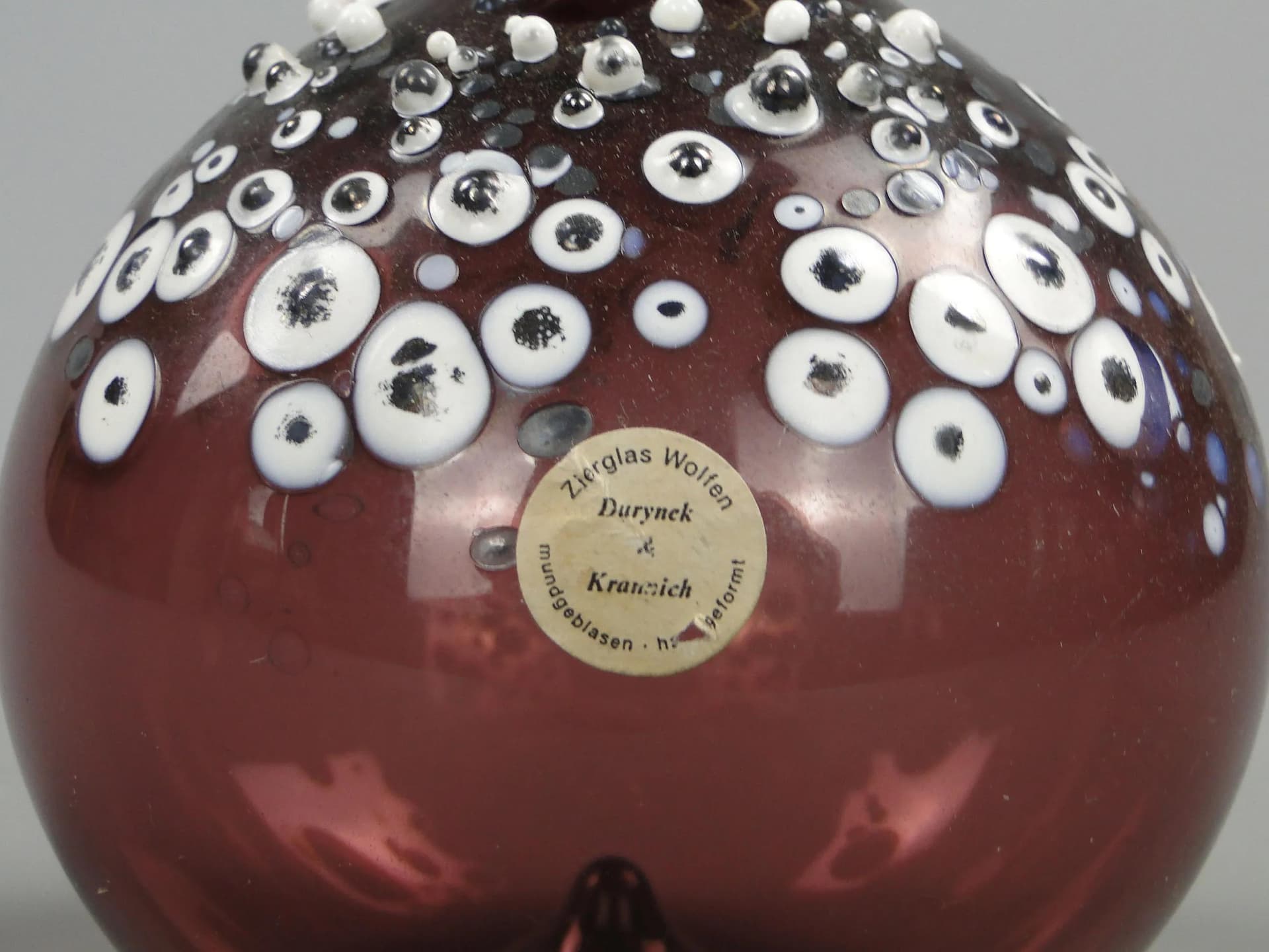 Vase pop art, maroon glass, Durynek & Krannich, Germany, 1960s. - 32502