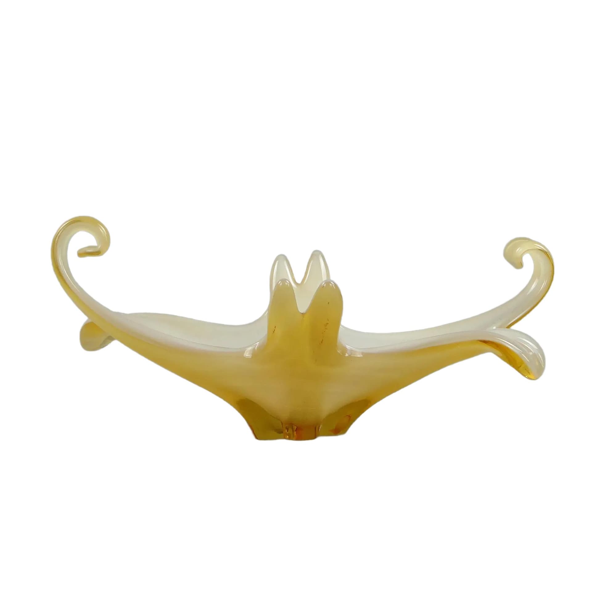 Centerpiece Mandruzatto, golden crystal glass, Murano, Italy, 1950s