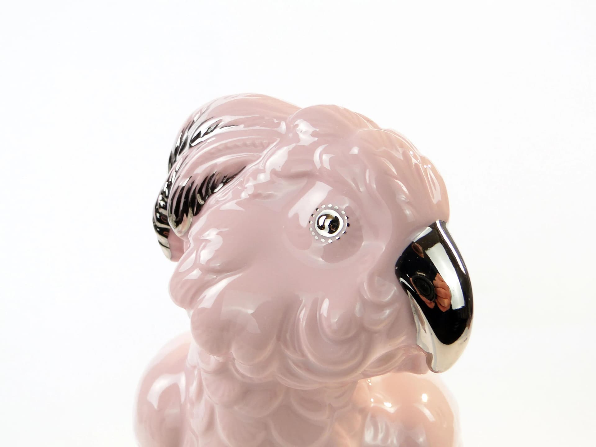 Figura papugi Art Deco, różowa porcelana, Schlaggenwald, Czechy, lata 20. - 32480