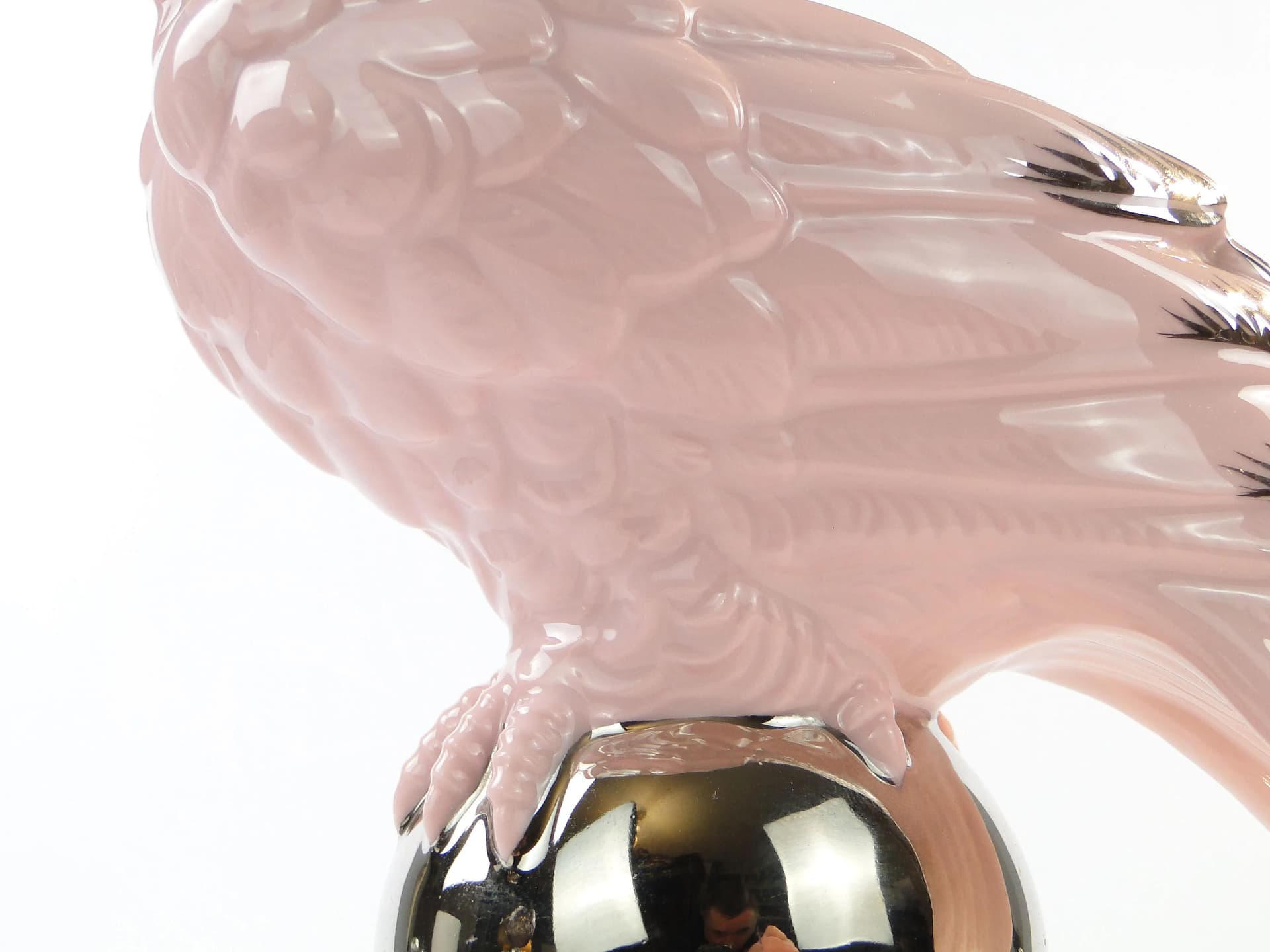 Figura papugi Art Deco, różowa porcelana, Schlaggenwald, Czechy, lata 20. - 32474