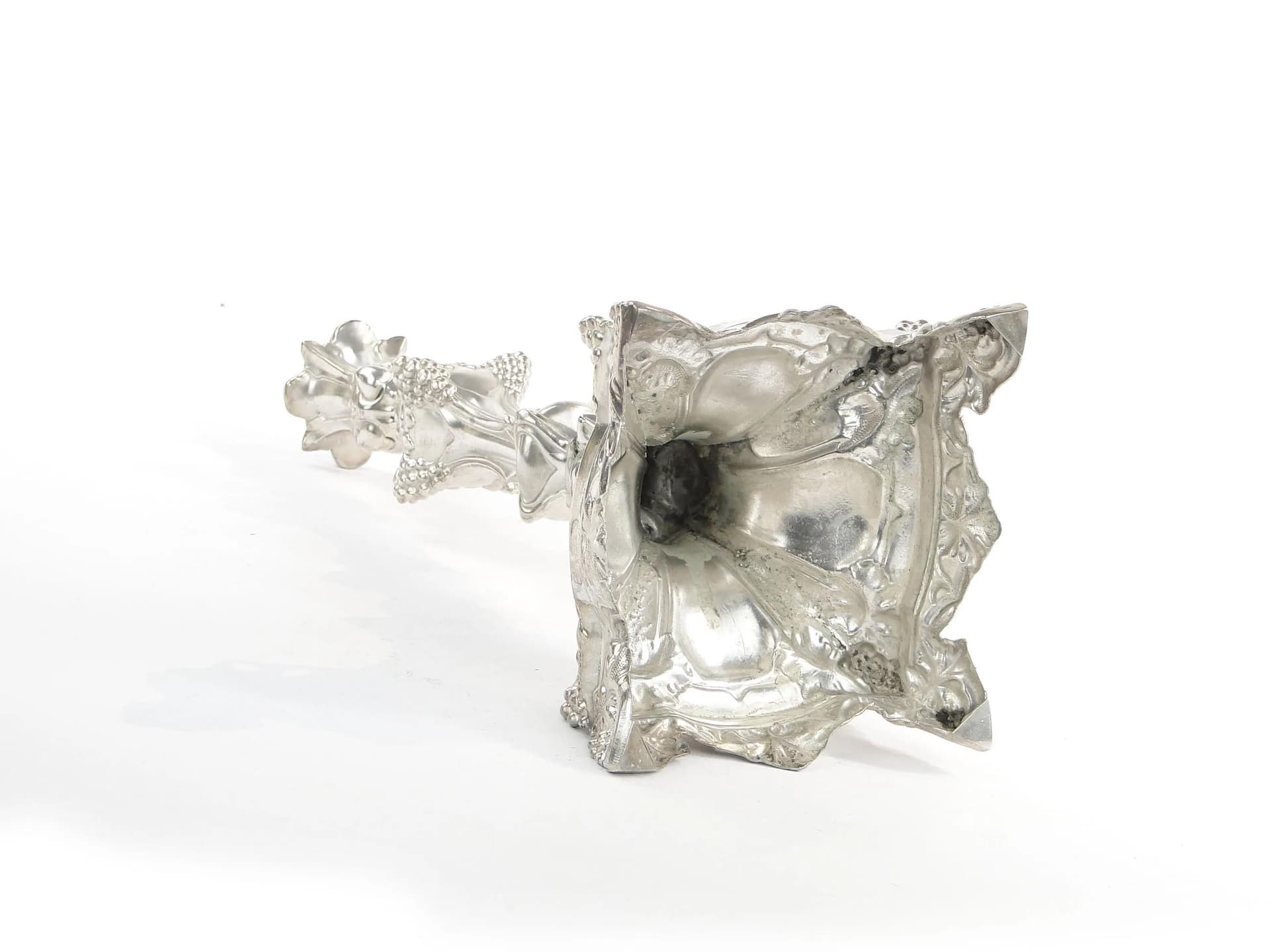 Świecznik rokokowy, srebrny, mosiądz, Juwiler, Polska, XIX w. - 32698