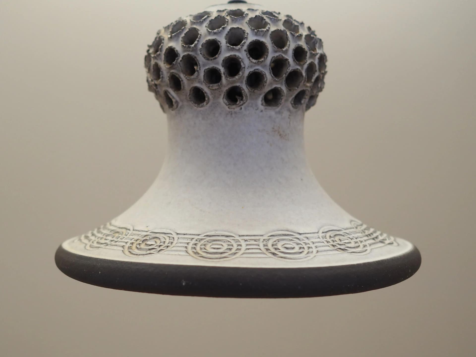 Pendant lamp, beige and brown ceramics, Denmark, 1960s - 32553