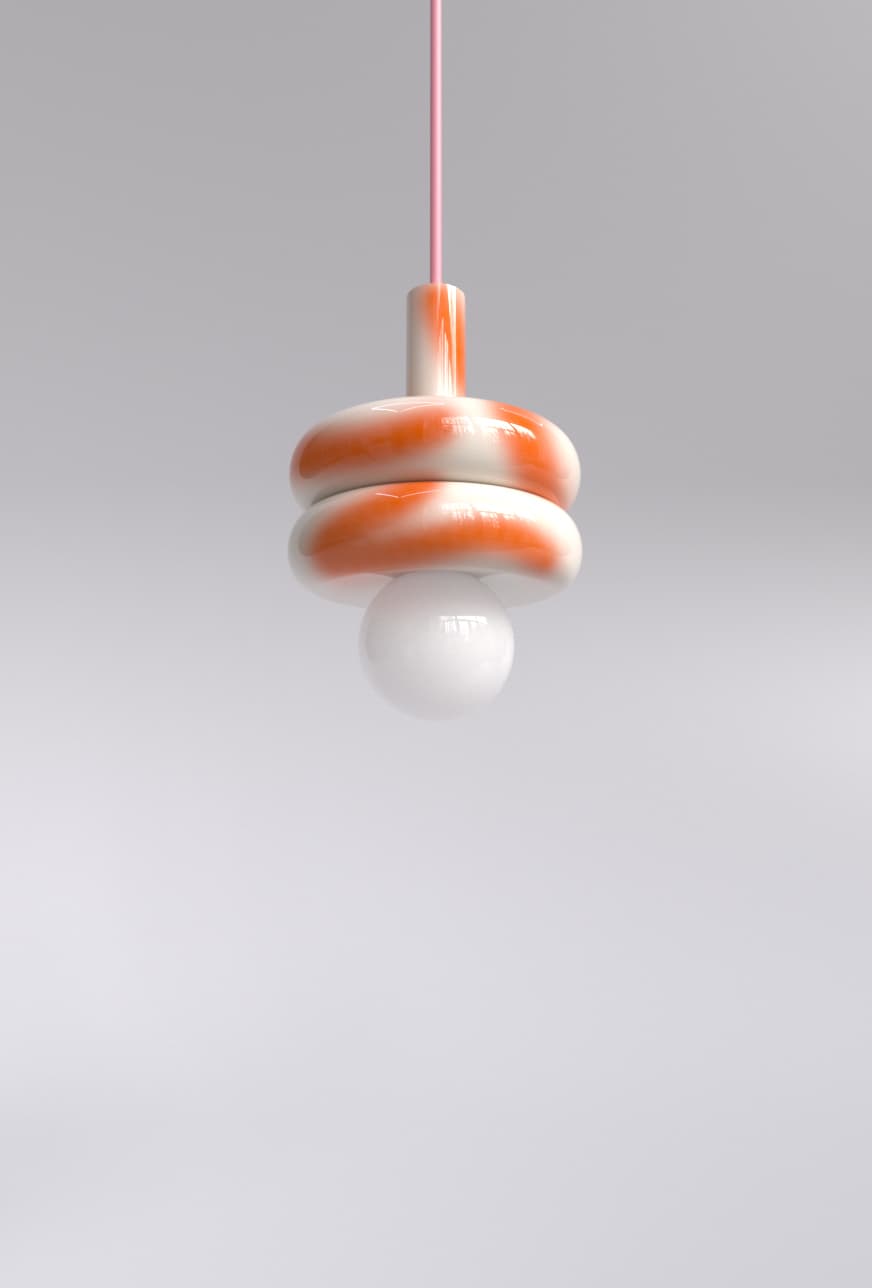 Lampa porcelanowa Venus biały i pomarańczowy, Nodi Studio - 3804