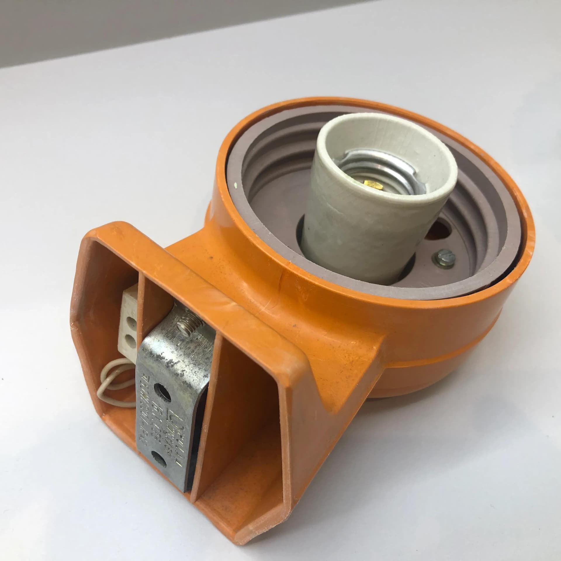 Kinkiet Space Age, plastik pomarańczowy, szkło przezroczyste, Polam, Polska, lata 70. - 32806