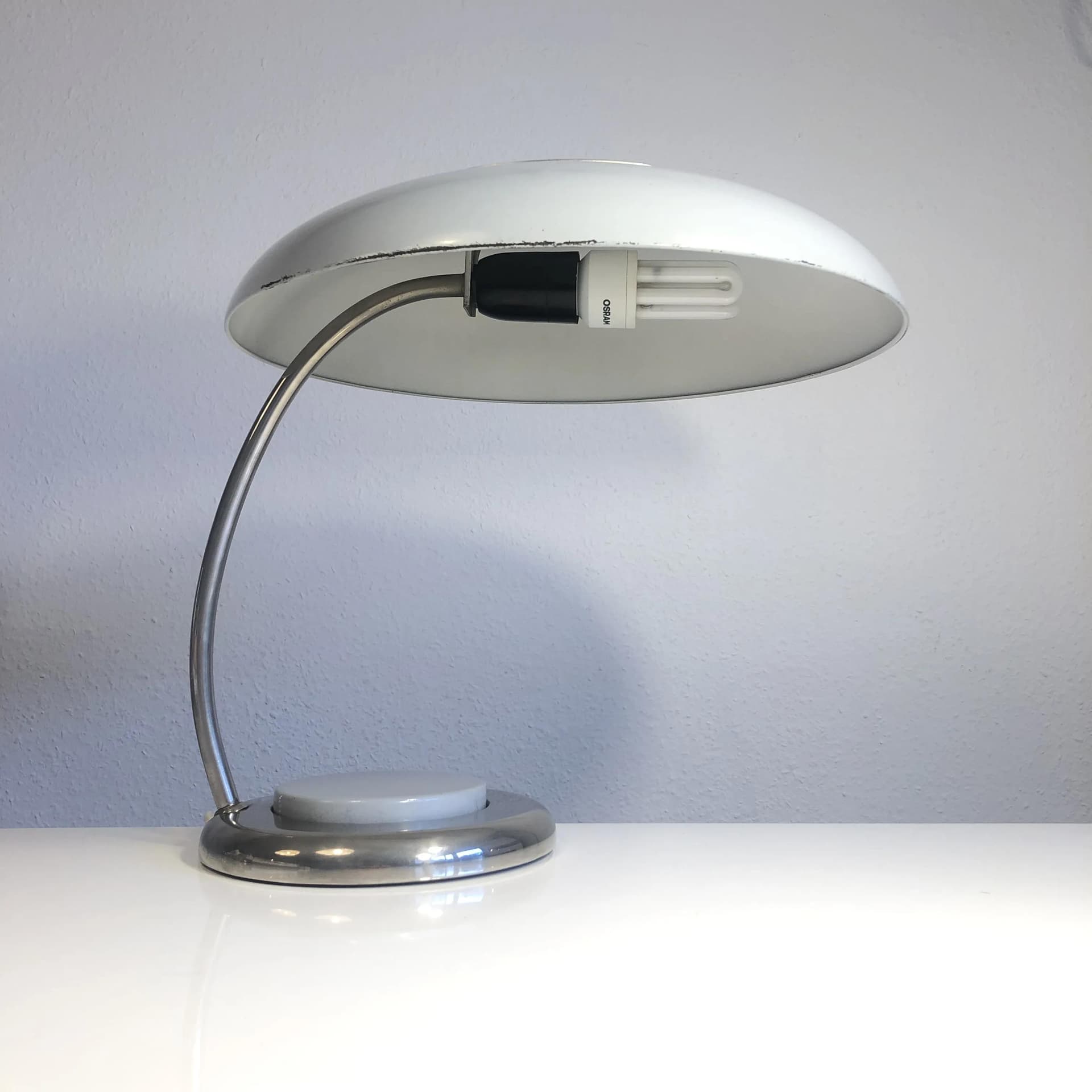 Industrial Desk Lamp, grey, chromed and enameled steel, Germany, 1970s - 32795