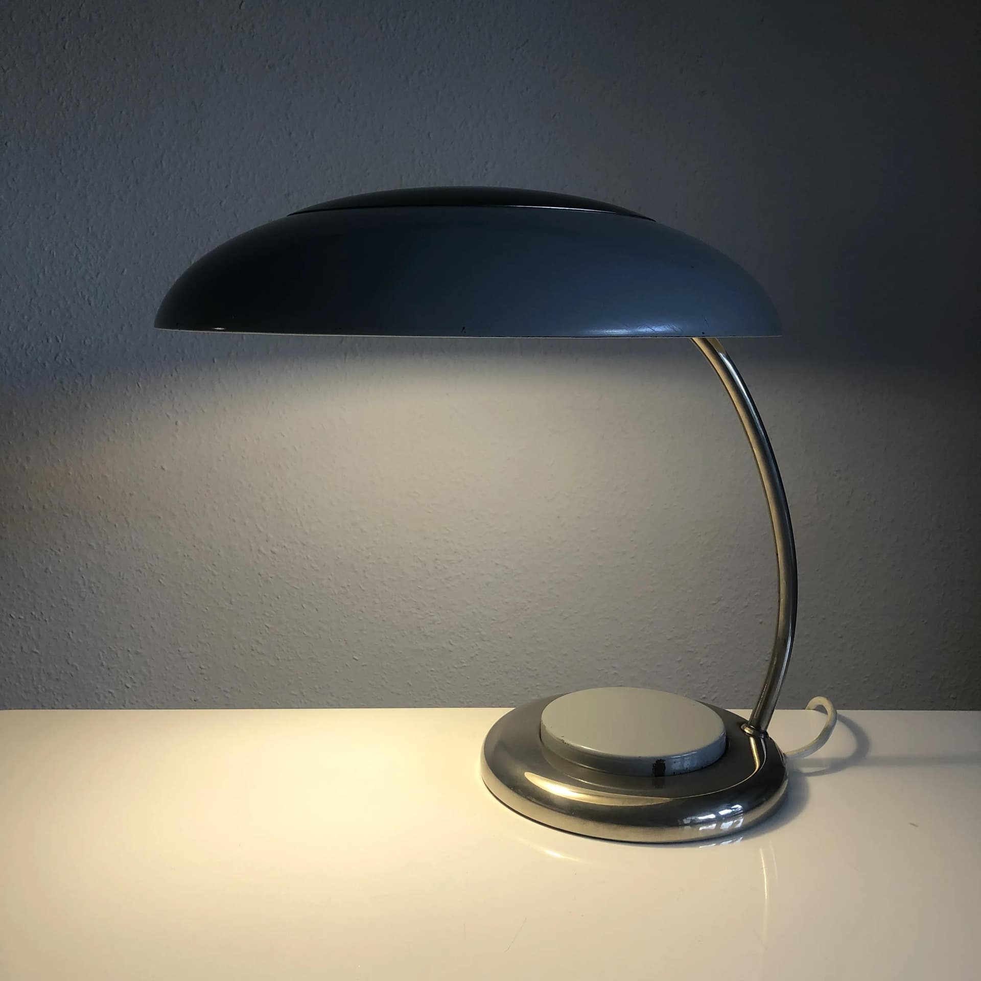 Industrial Desk Lamp, grey, chromed and enameled steel, Germany, 1970s - 32798