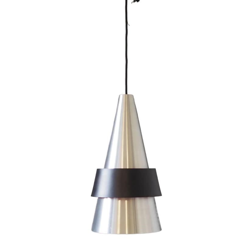 Pendant lamp Corona, silver black metal, by J. Hammerborg, Fog & Mørup, Denmark, 1960s.