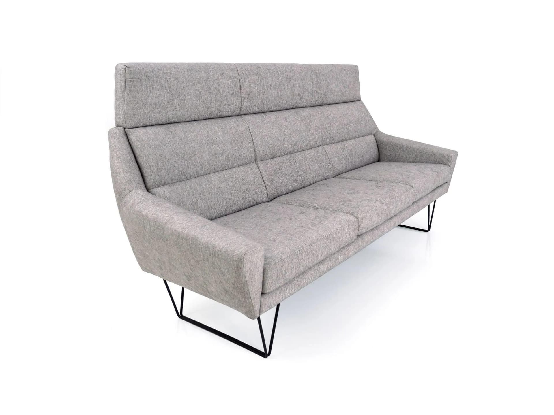 Sofa Mandal, szara, tkanina, drewno, metal czarny, Polska, lata 90. - 32857