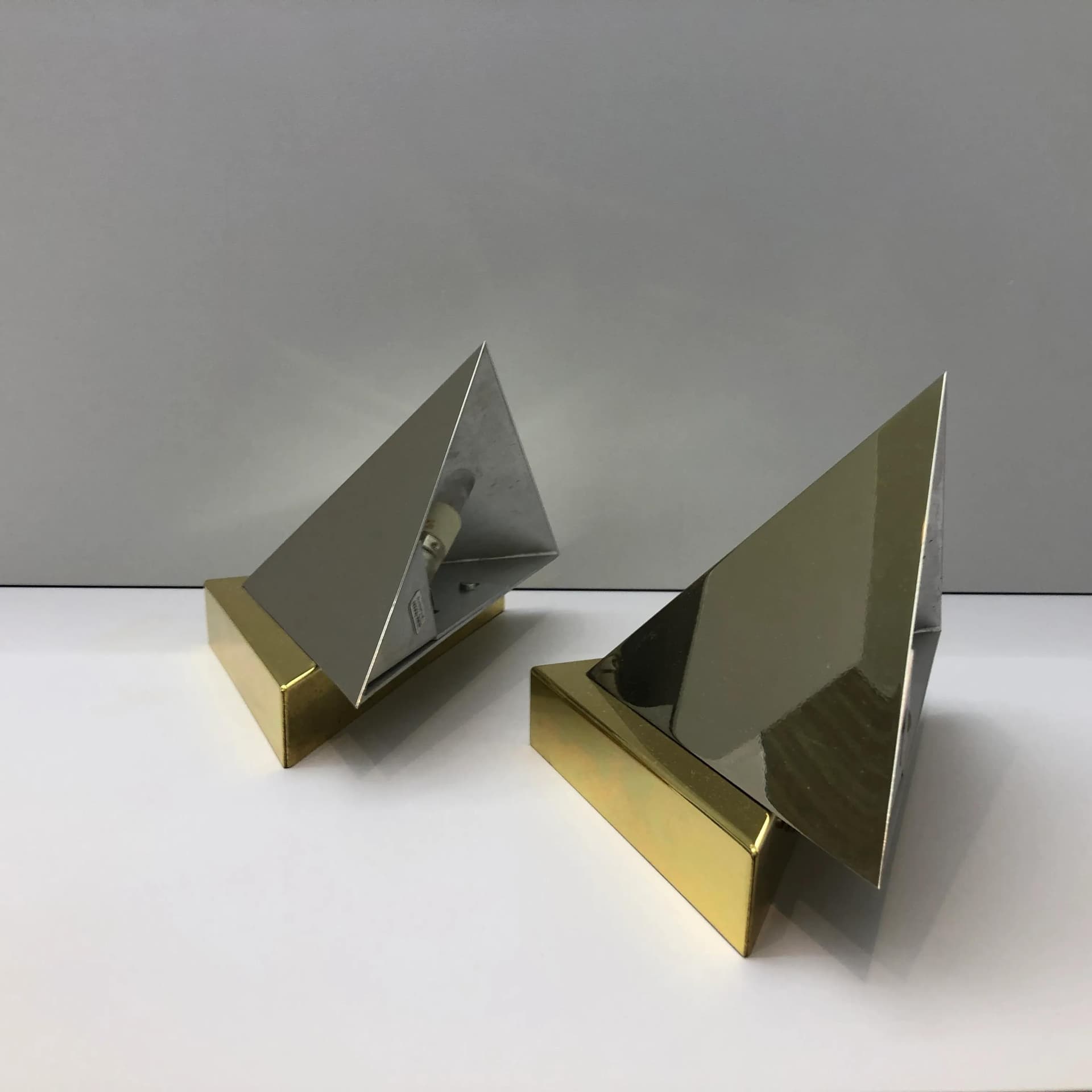 Para kinkietów, mosiądz złocony i chromowany, J.T. Kalmar, Niemcy, lata 70. - 32988