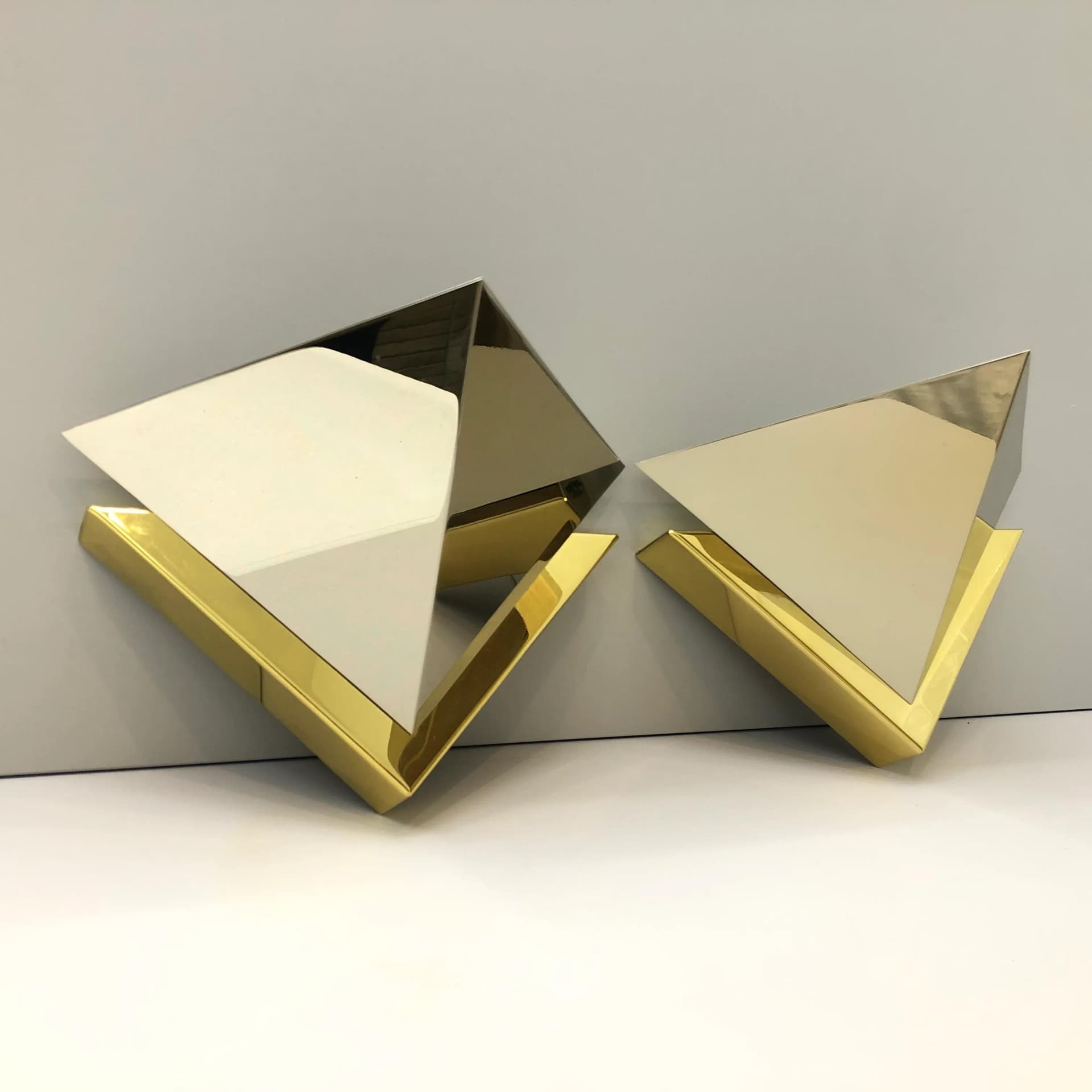 Para kinkietów, mosiądz złocony i chromowany, J.T. Kalmar, Niemcy, lata 70. - 32981