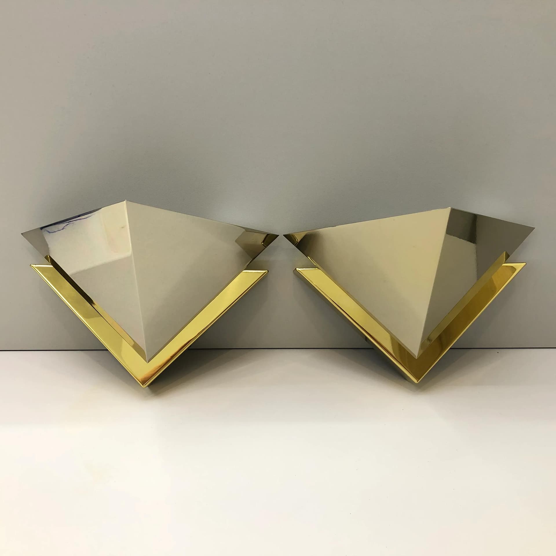 Para kinkietów, mosiądz złocony i chromowany, J.T. Kalmar, Niemcy, lata 70. - 32980