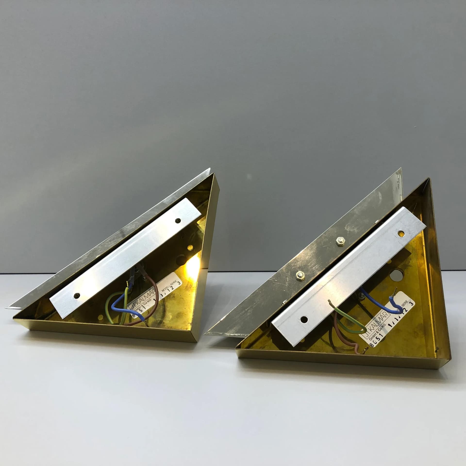 Para kinkietów, mosiądz złocony i chromowany, J.T. Kalmar, Niemcy, lata 70. - 32983
