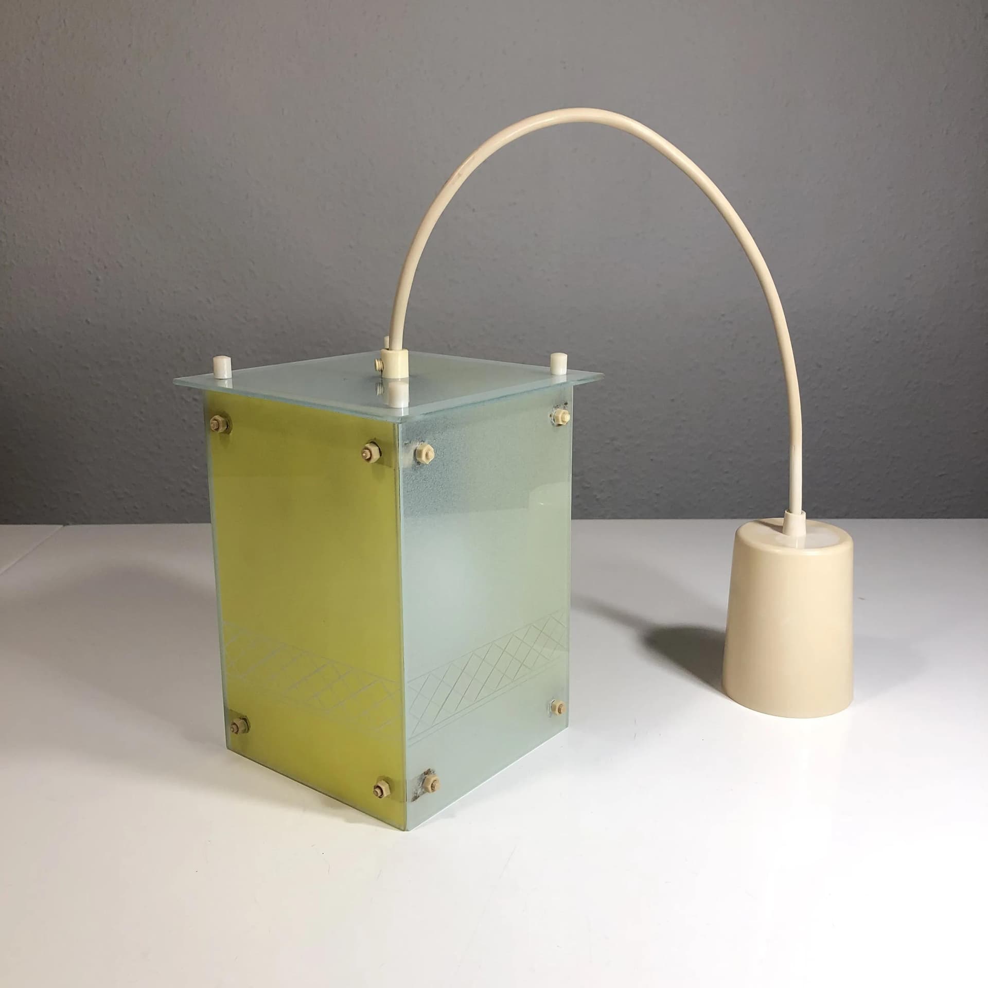 Lampa wisząca, szkło ivory white, Strangfeld&Gregor Radeberg, Niemcy, lata 60. - 32977