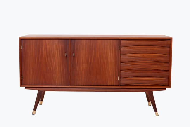 Sideboard, brown teak, by S. Andersen, Norway, 1960s. - DIMENSION