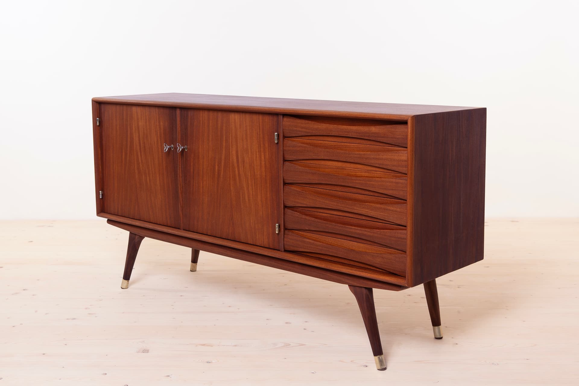 Sideboard, brown teak, by S. Andersen, Norway, 1960s. - 3813