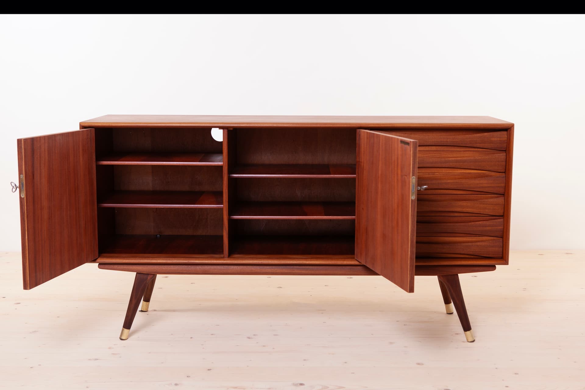 Sideboard, brown teak, by S. Andersen, Norway, 1960s. - 3811