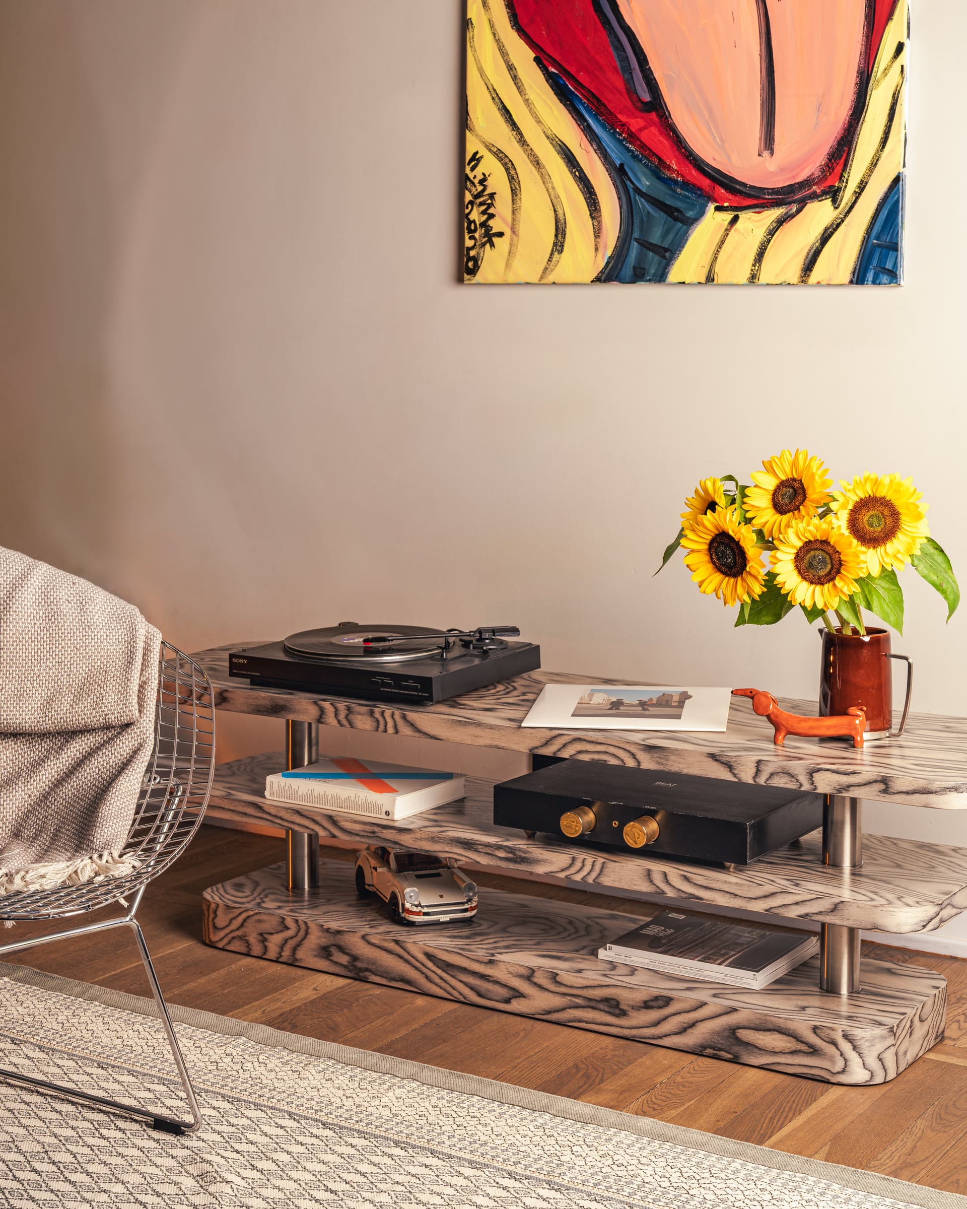 Szafka RTV Rel Sottsass szary i stal szczotkowana, Feum - 33056