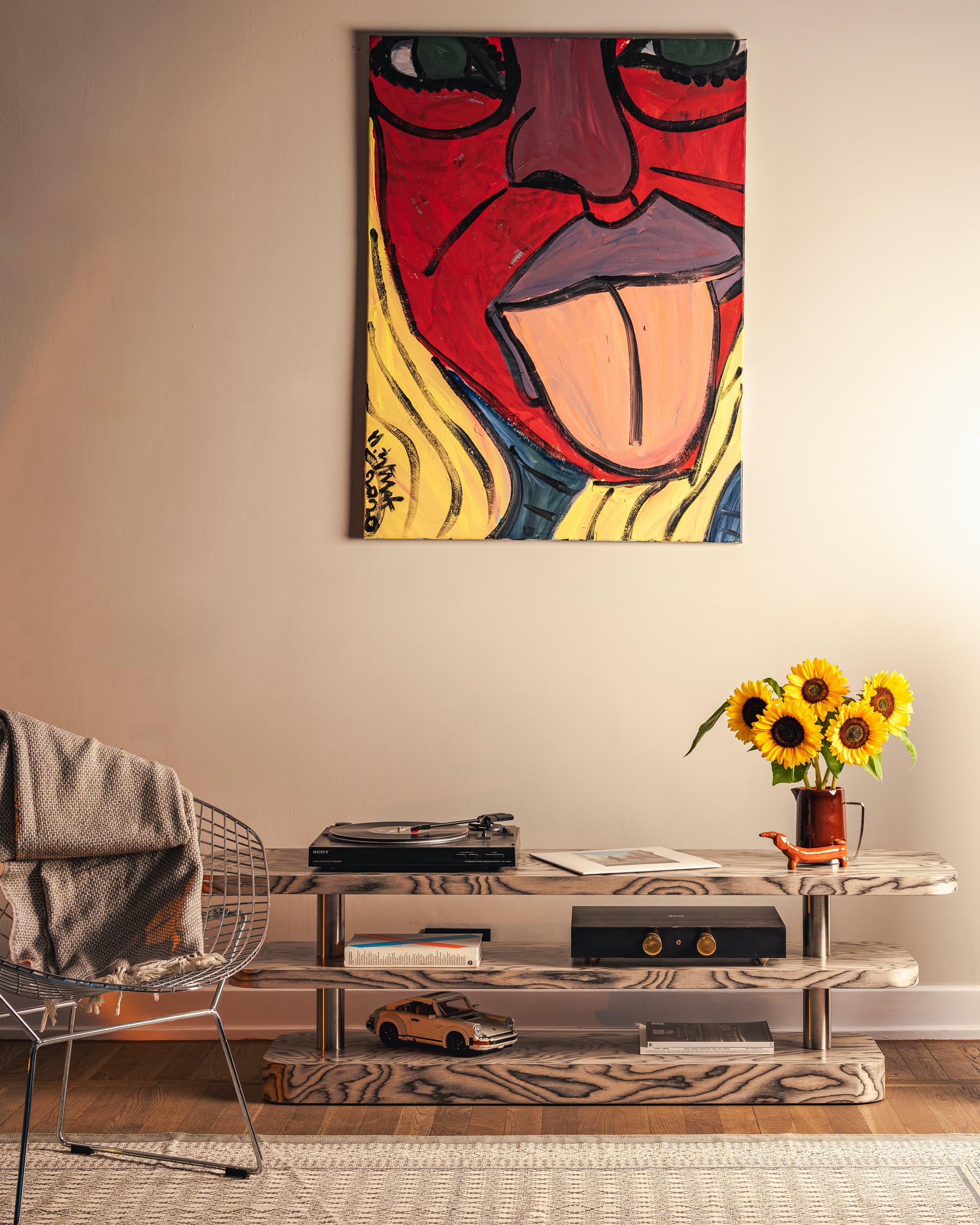 Szafka RTV Rel Sottsass szary i stal szczotkowana, Feum - 33053