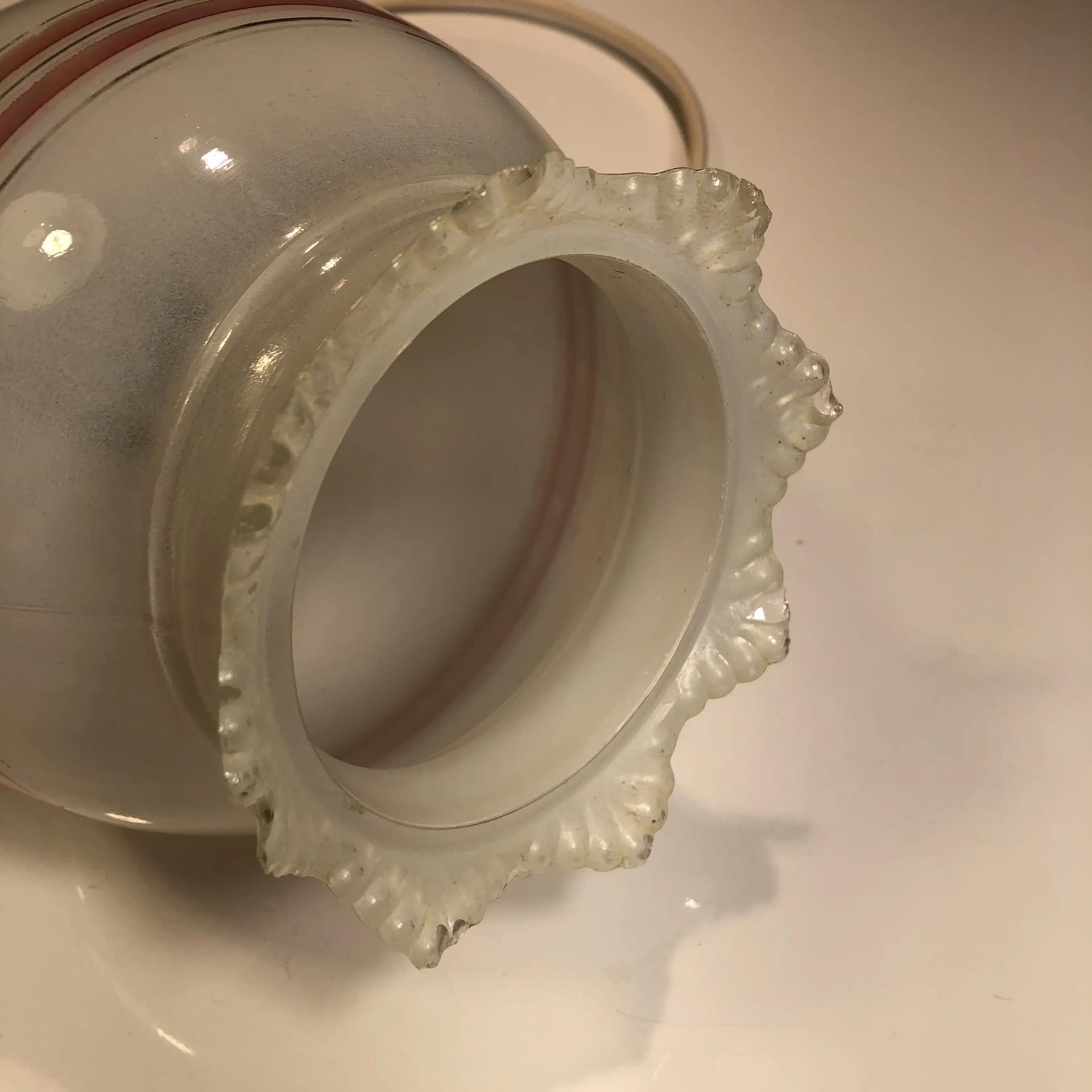 Pendant lamp, white, glass, metal, Germany, 1960s - 32947