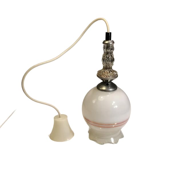 Pendant lamp, white, glass, metal, Germany, 1960s - DIMENSION