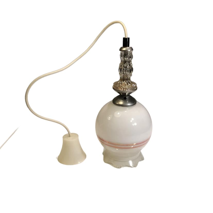 Pendant lamp, white, glass, metal, Germany, 1960s