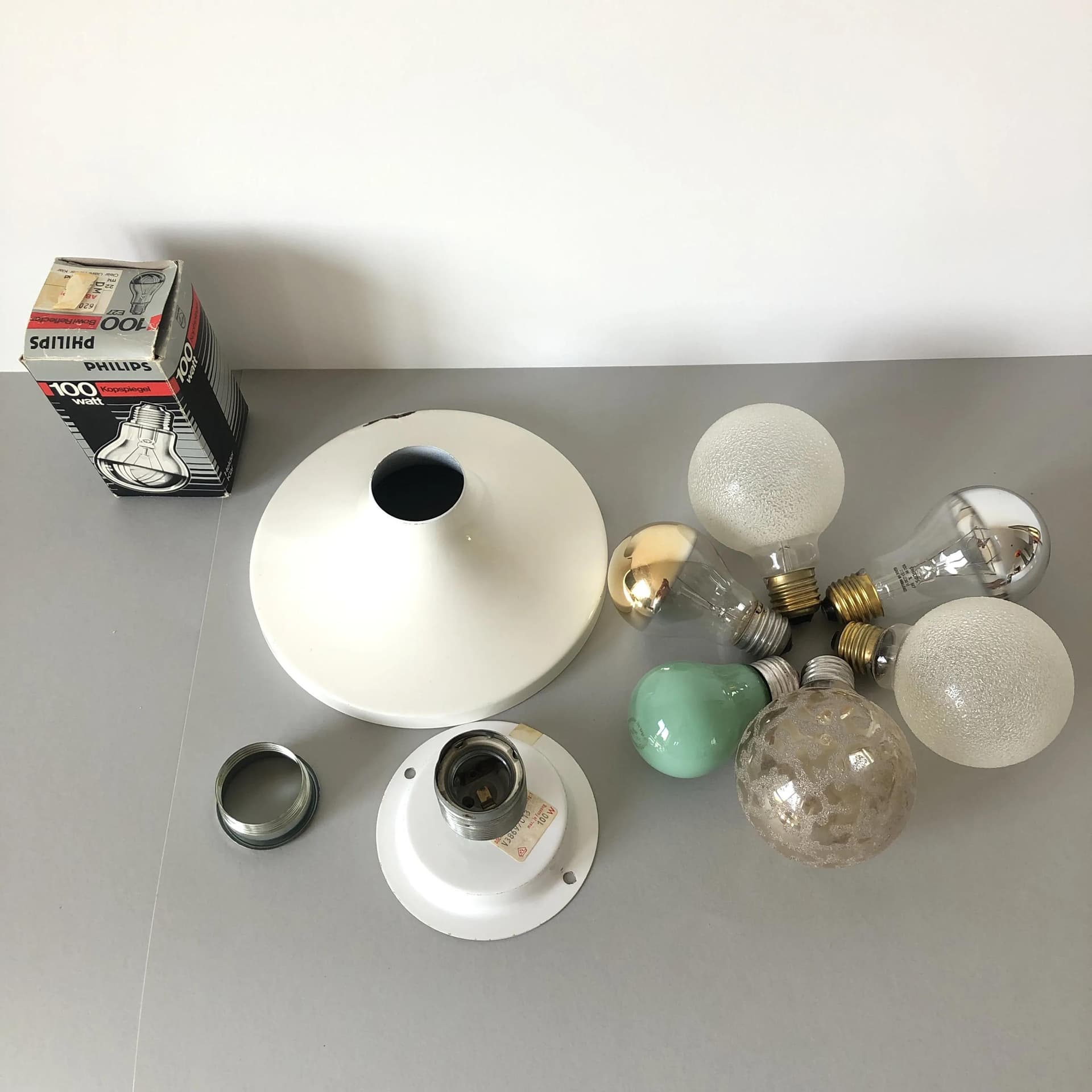 Kinkiet, ivory white, stal lakierowana, Sölken Leuchten, Niemcy, lata 70. - 32939