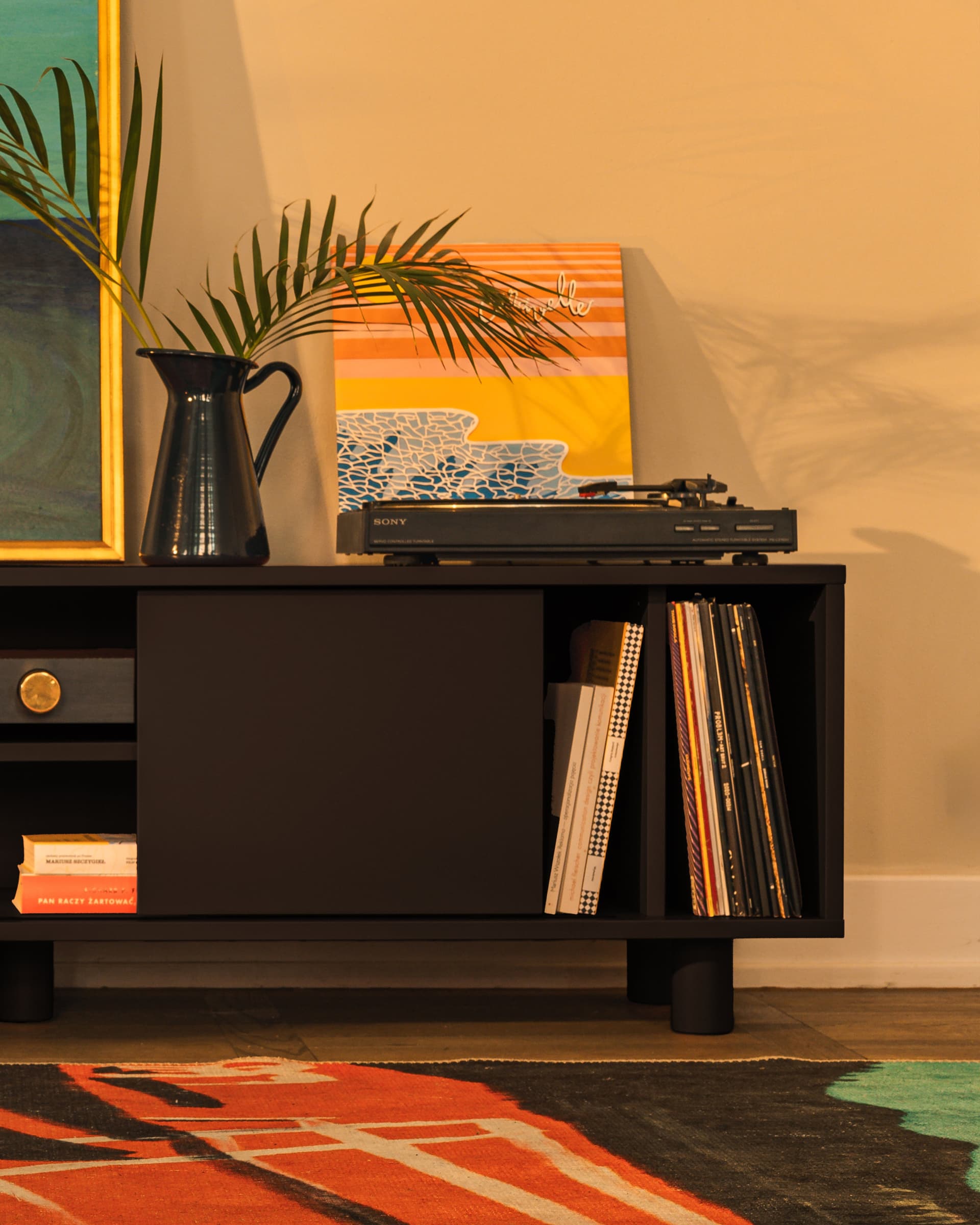 Pop TV Stand 160x40x46.6 cm black lacquered, by Feum Design, FEUM - 33012