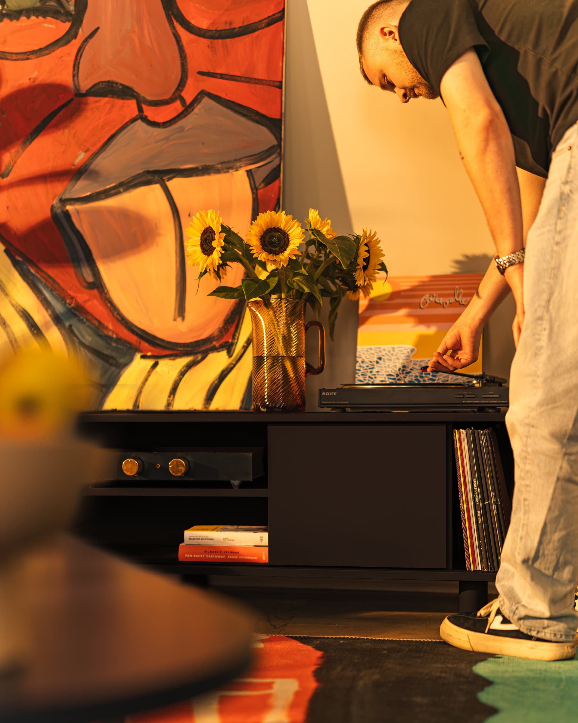 Pop TV Stand 160x40x46.6 cm black lacquered, by Feum Design, FEUM - 33015