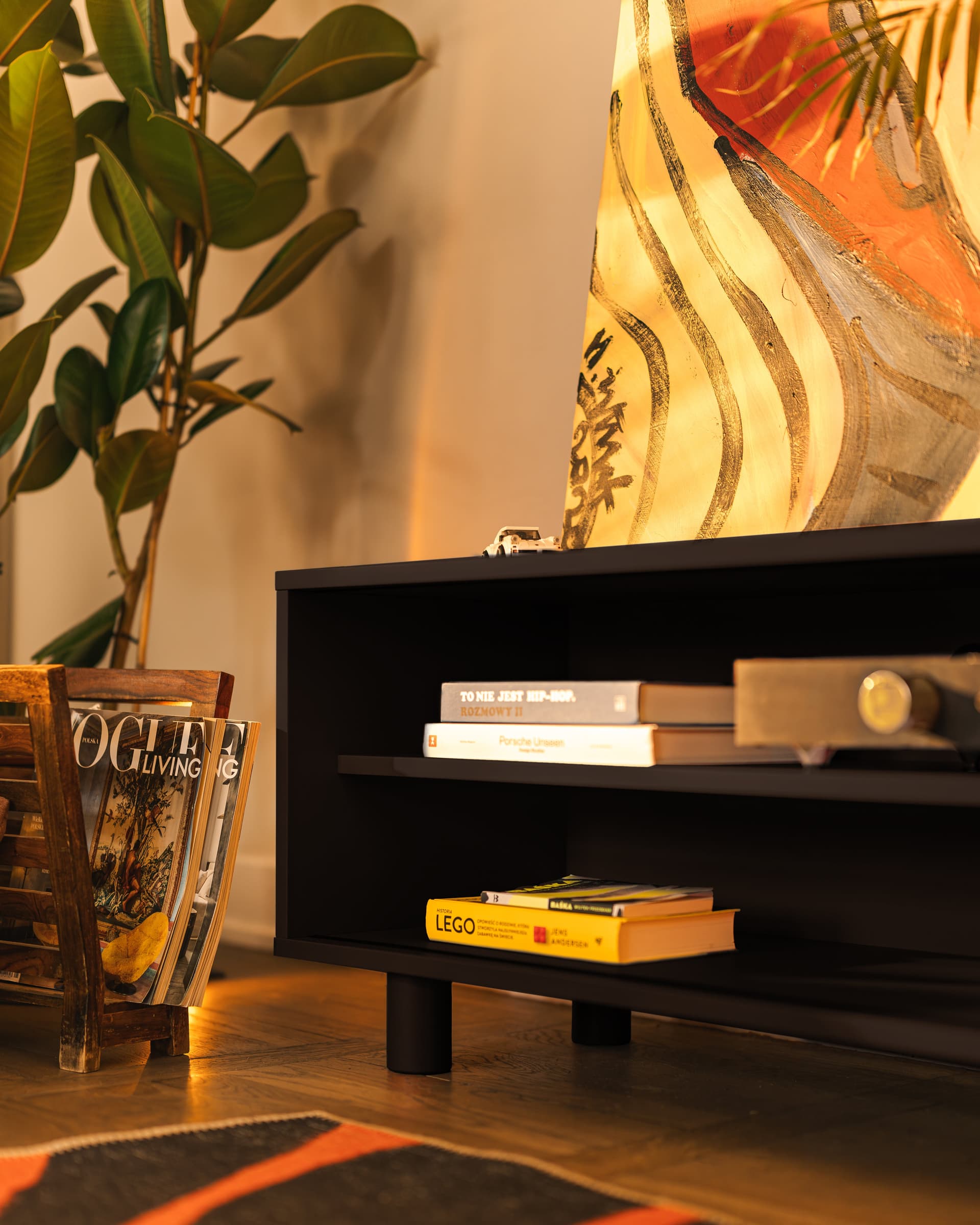Pop TV Stand 160x40x46.6 cm black lacquered, by Feum Design, FEUM - 33013