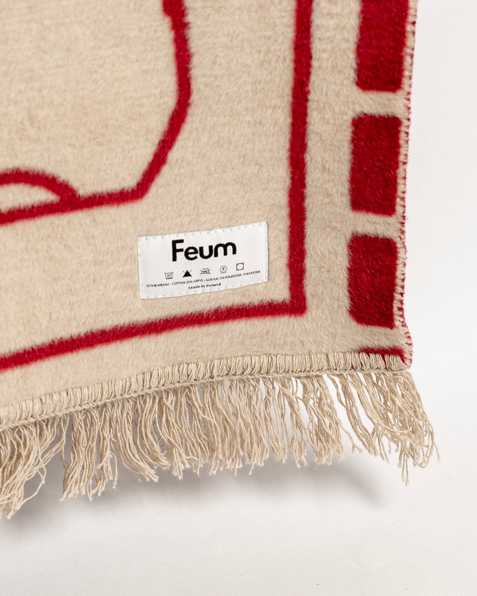 Koc 200x150 cm czerwony i beżowy, proj. Lena Dombek, Feum - 33001