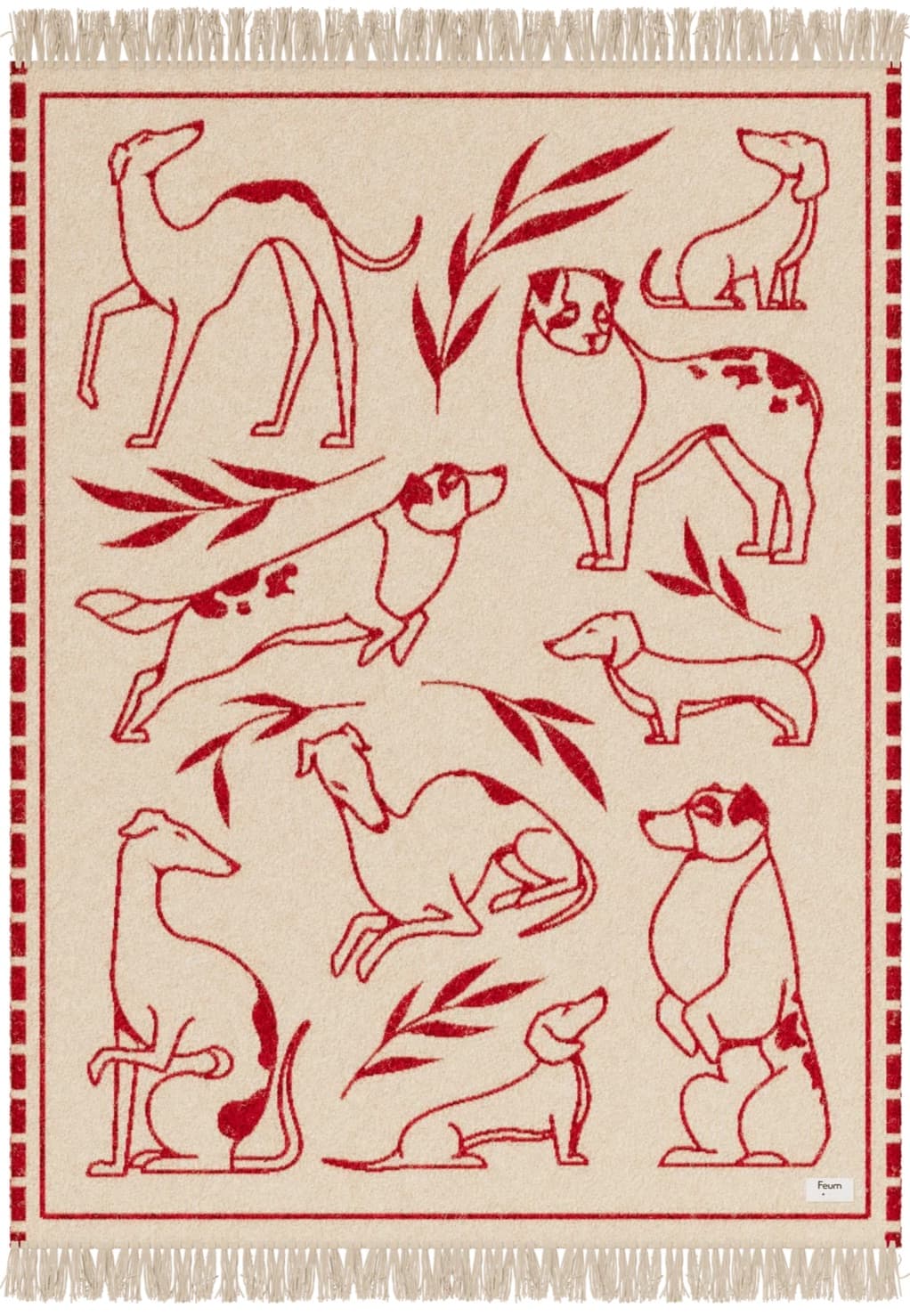 Koc 200x150 cm czerwony i beżowy, proj. Lena Dombek, Feum