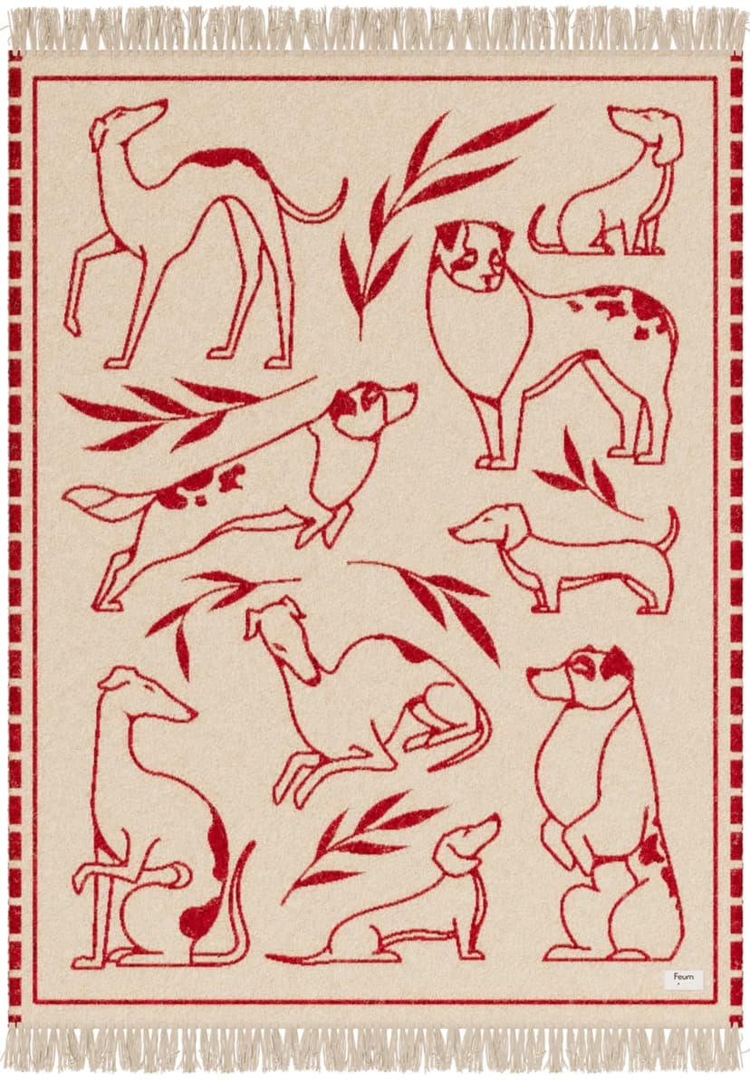 Koc 200x150 cm czerwony i beżowy, proj. Lena Dombek, Feum