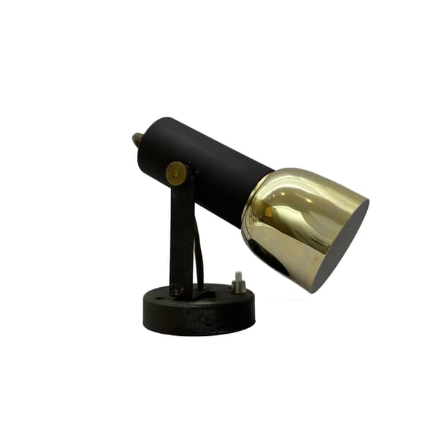 Kinkiet industrialny, aluminium czarny, stal złocona, Niemcy, lata 80. - WYMIARY