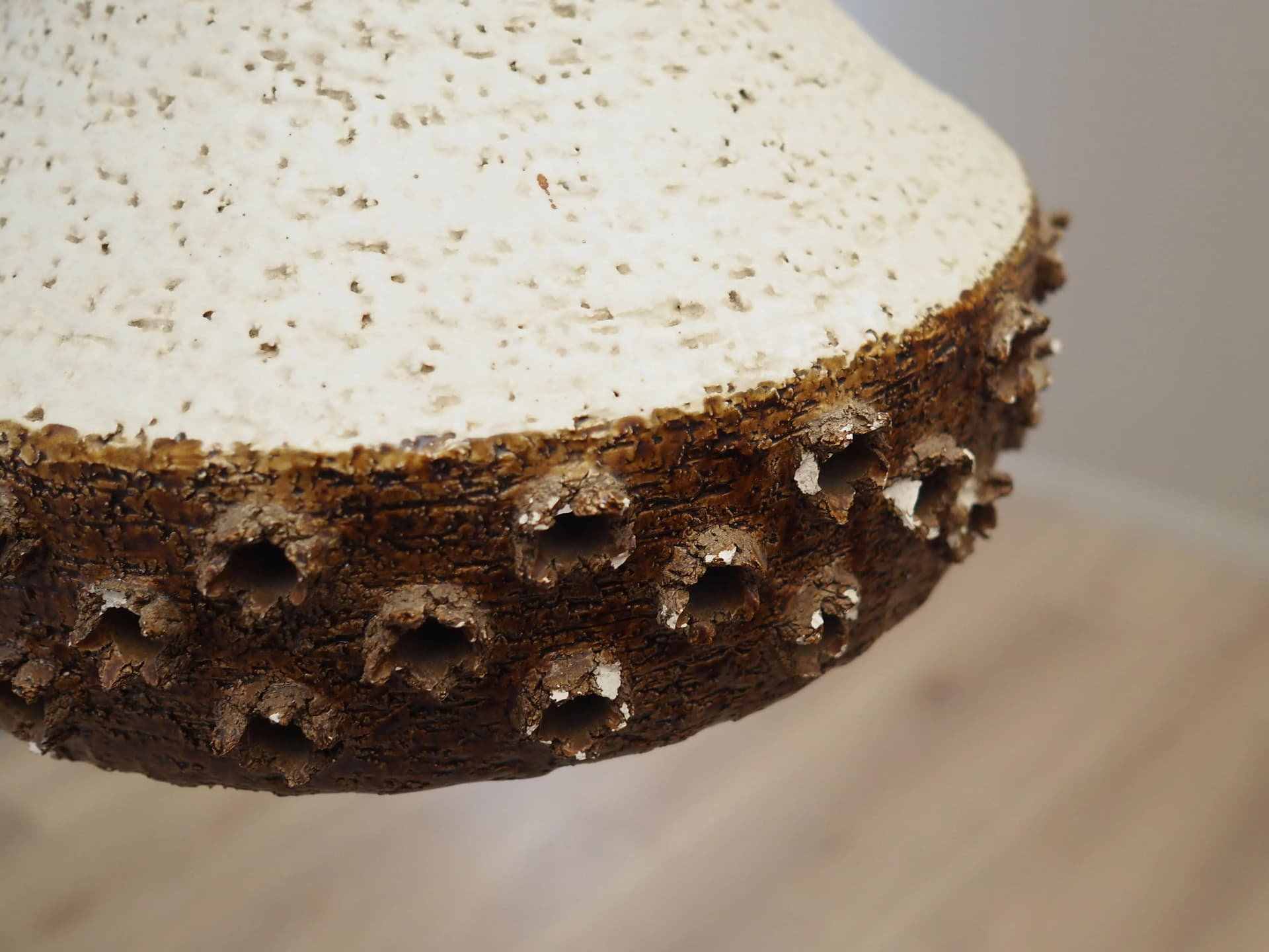 Pendant lamp, white brown ceramics, Denmark, 1960s - 33161