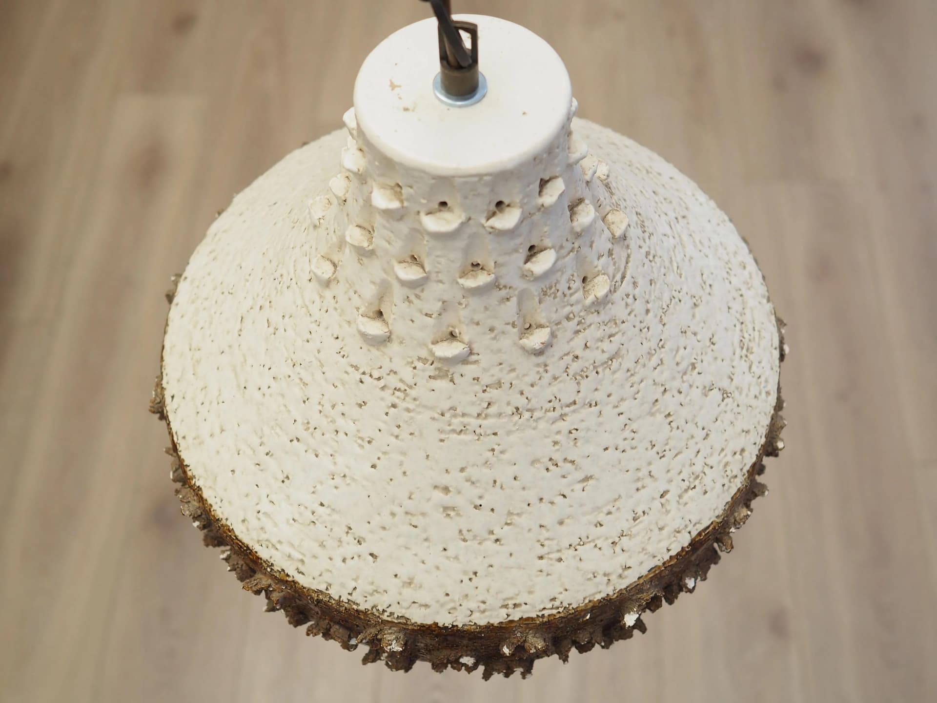 Pendant lamp, white brown ceramics, Denmark, 1960s - 33162