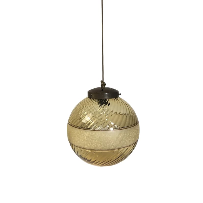 Pendant Lamp, honey glass, gold brass, Germany, 1950s