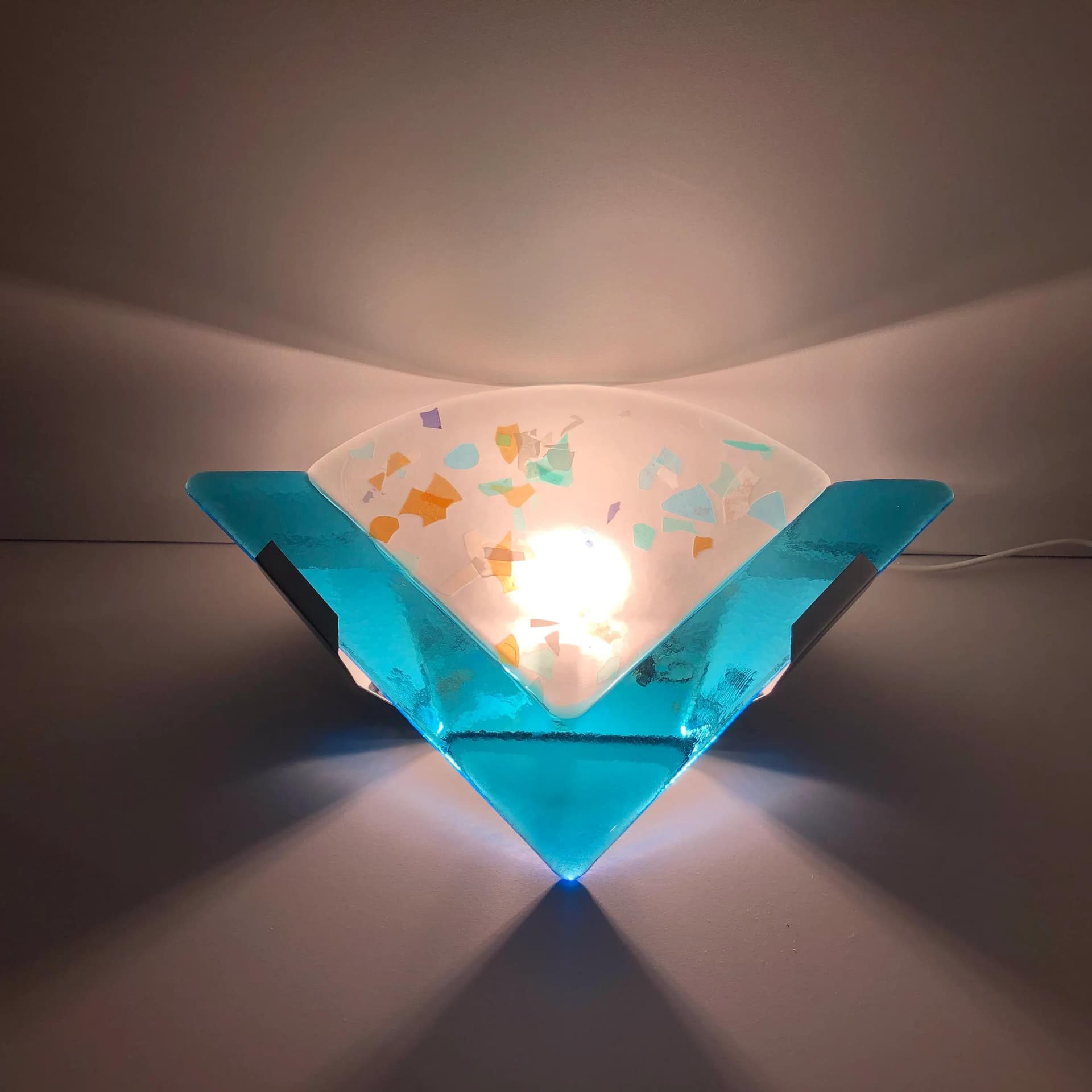 Kinkiet Murano, multikolor, szkło Murano chromowana stal, Włochy, lata 70. - 33198