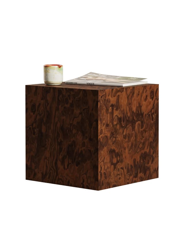 Stolik Cube California Burl brązowy, Feum - WYMIARY