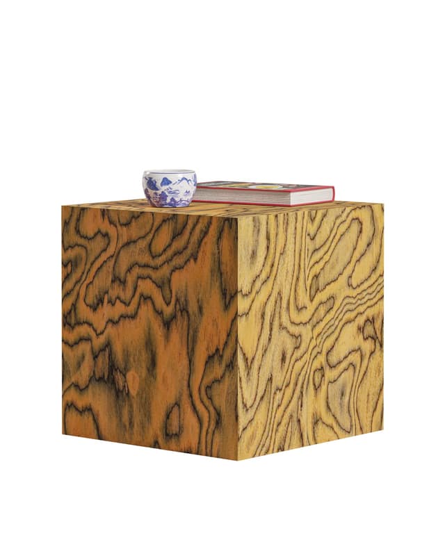 Yellow Postmodern Cube Side Table, by Feum Studio, Italy, 21st c. - DIMENSION