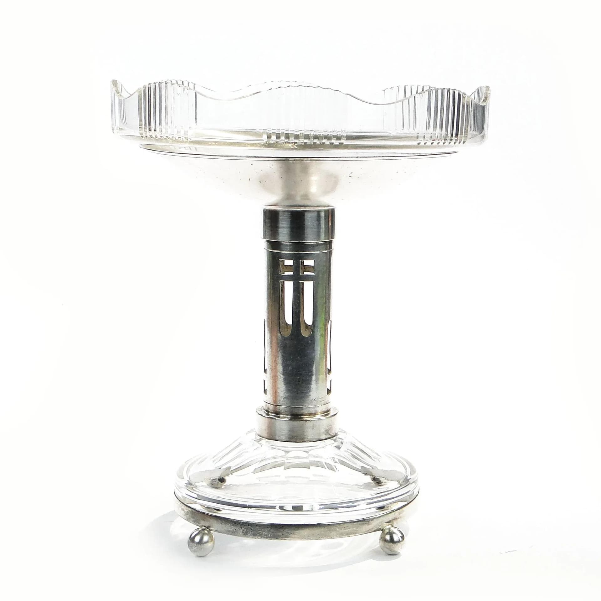 Centerpiece Art Deco, transparent crystal, Sandrik, Slovakia, 1920s - 33222