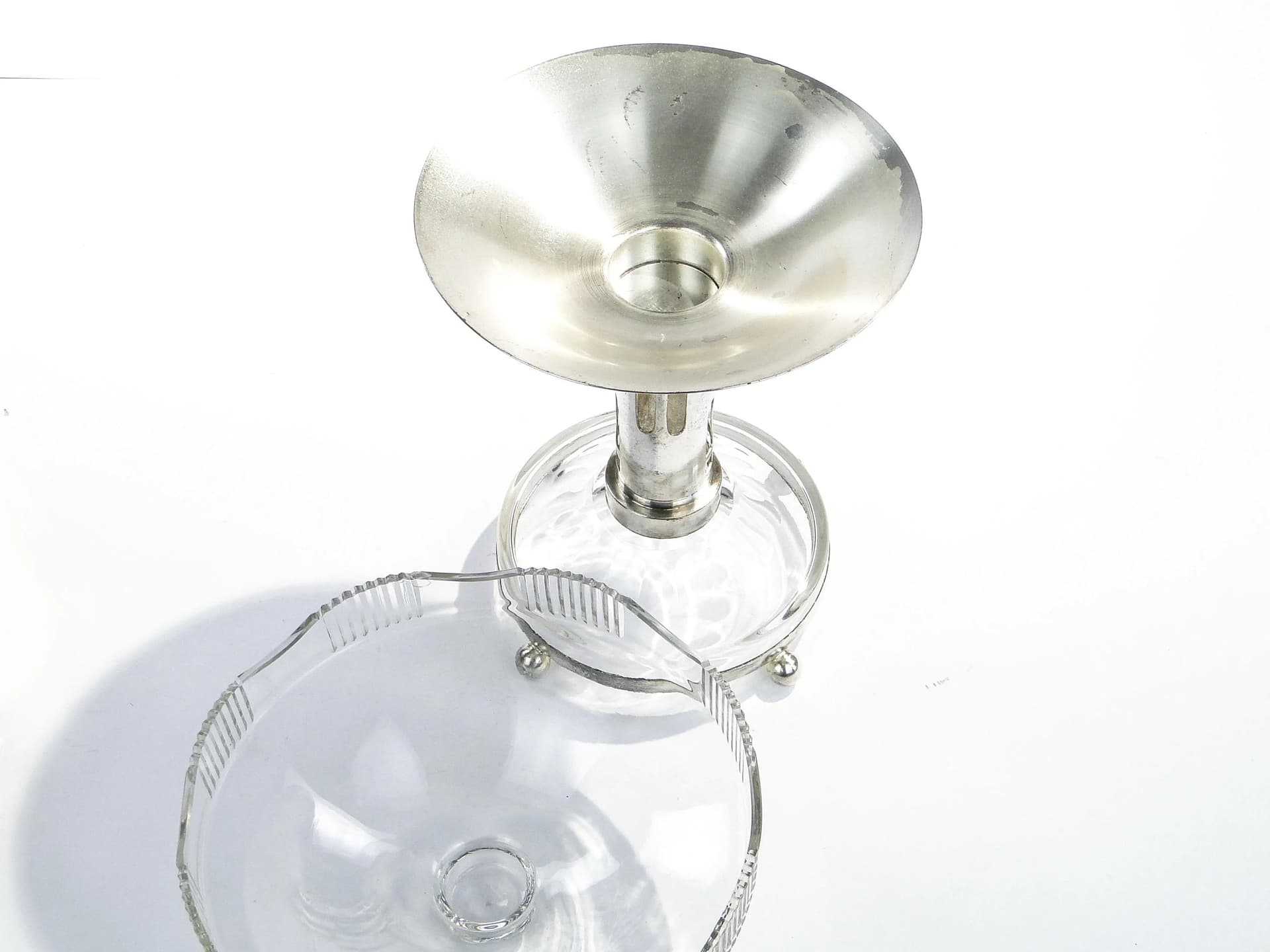 Centerpiece Art Deco, transparent crystal, Sandrik, Slovakia, 1920s - 33229