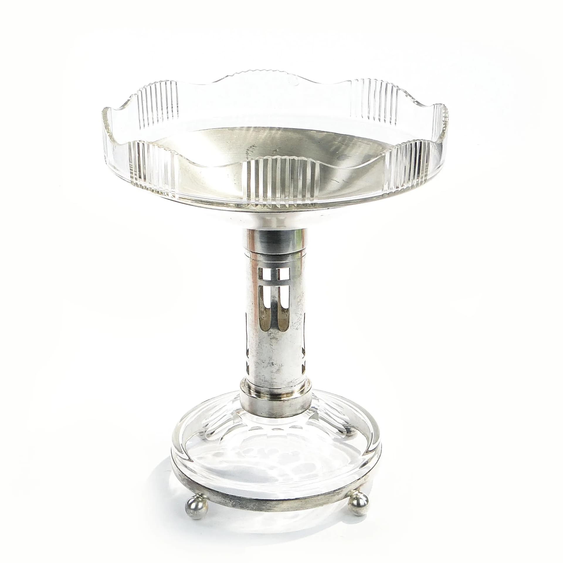 Centerpiece Art Deco, transparent crystal, Sandrik, Slovakia, 1920s - 33223